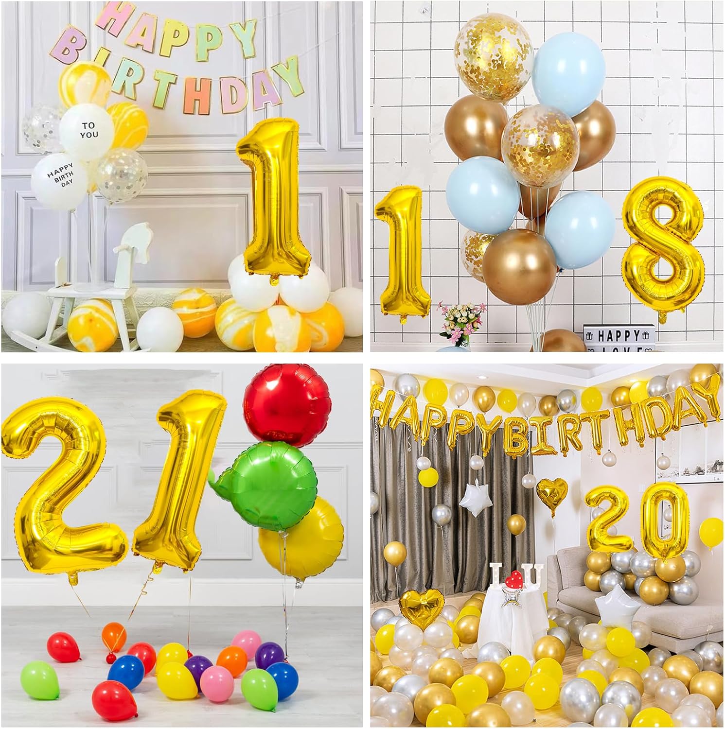 Globo dorado con el número 4 de 40 pulgadas, globos grandes de Mylar para niños de 4 años de edad, decoración de fiesta de cumpleaños, boda,