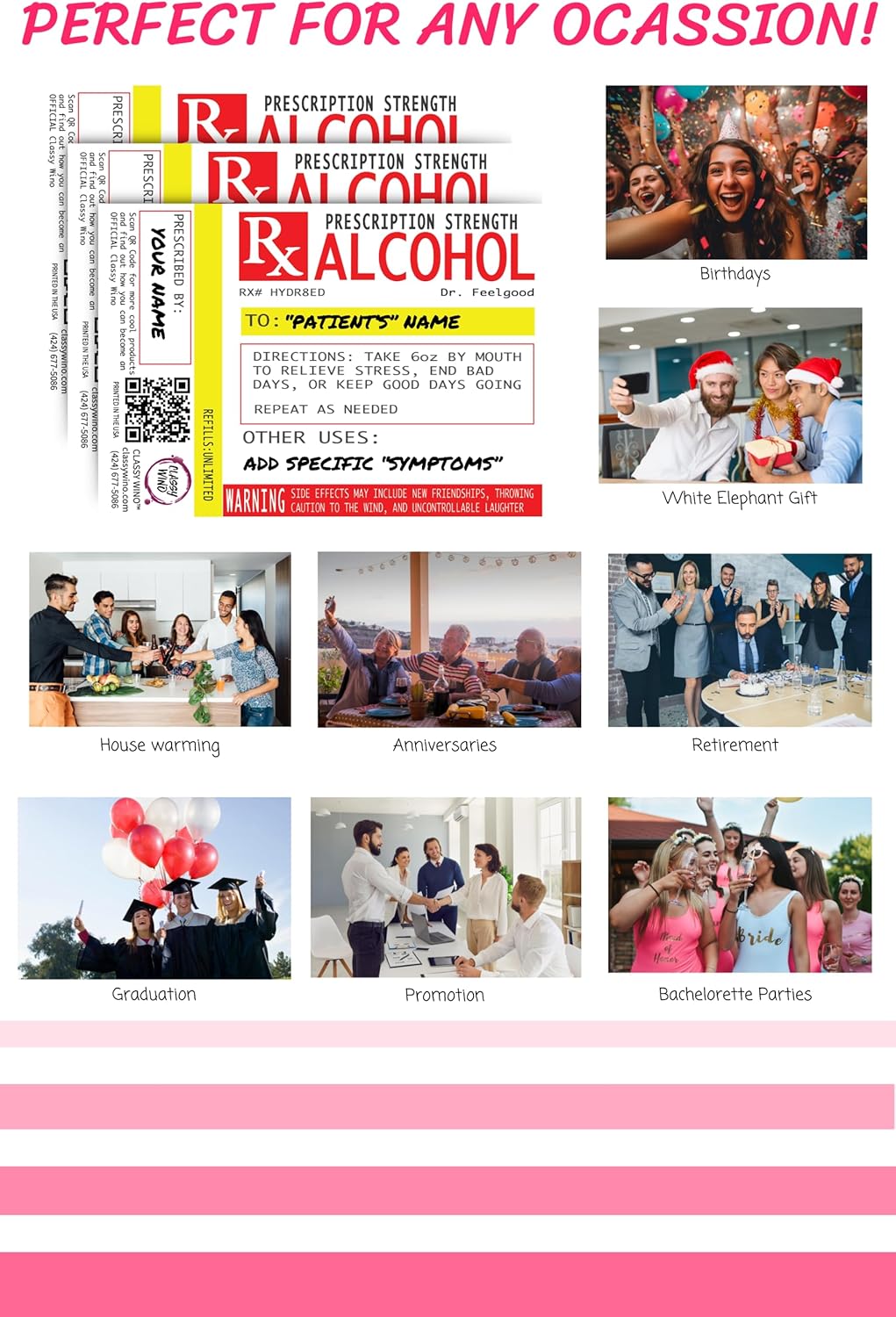 Etiquetas divertidas para botellas de vino, paquete de 3 calcomanías falsas para botellas de vodka, tequila o whisky, no es una bolsa de regalo de
