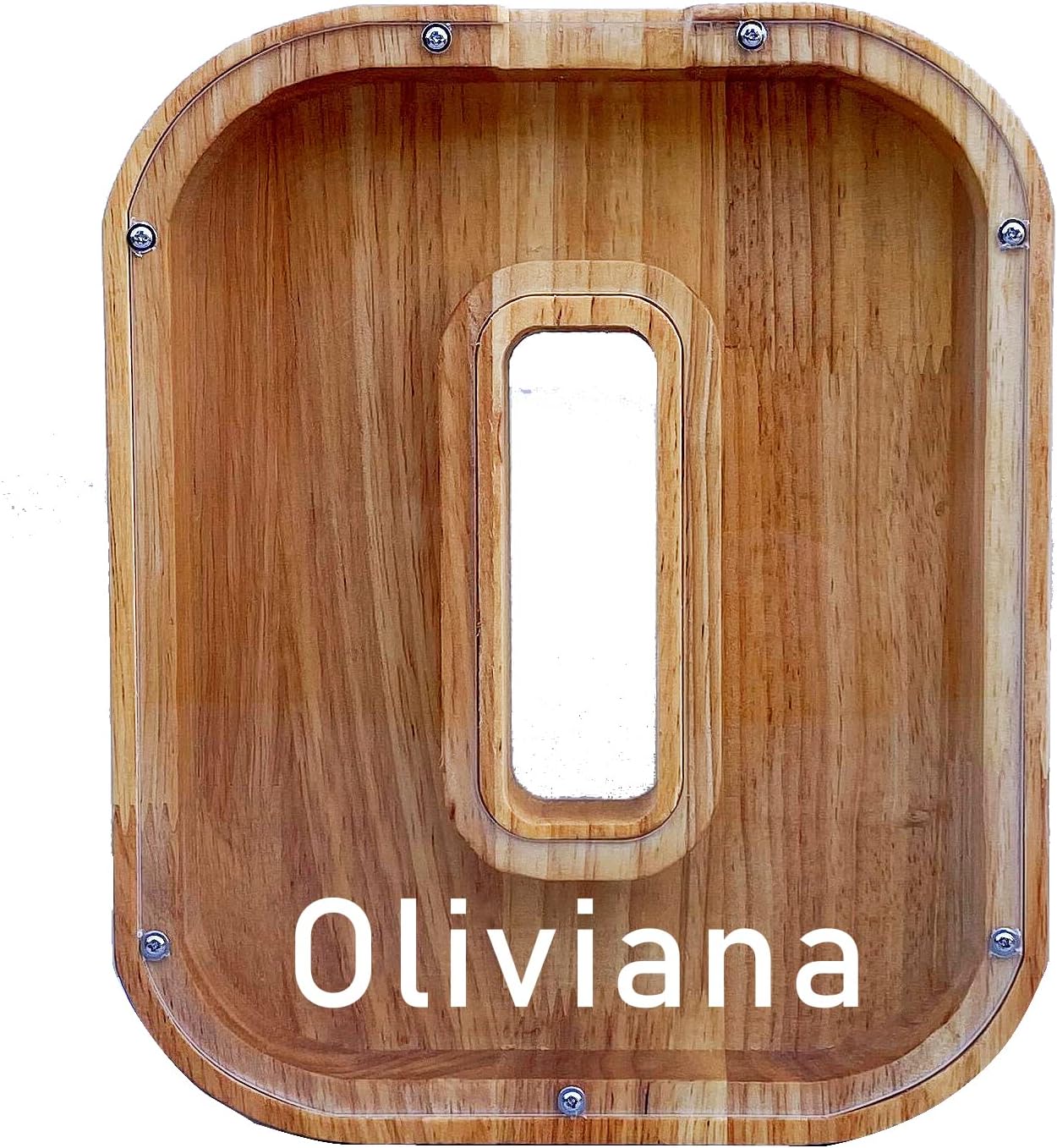 Alcancía grande de madera para niños y niñas, 26 letras de dinero, con nombre personalizado, transparente, ahorro, perfecto para Navidad, regalo de