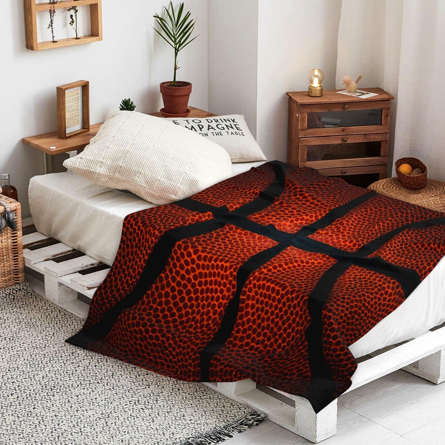 Manta de baloncesto de franela suave con diseño divertido de pelota deportiva, ligera, acogedora, decoración del hogar, ropa de cama para regalos,