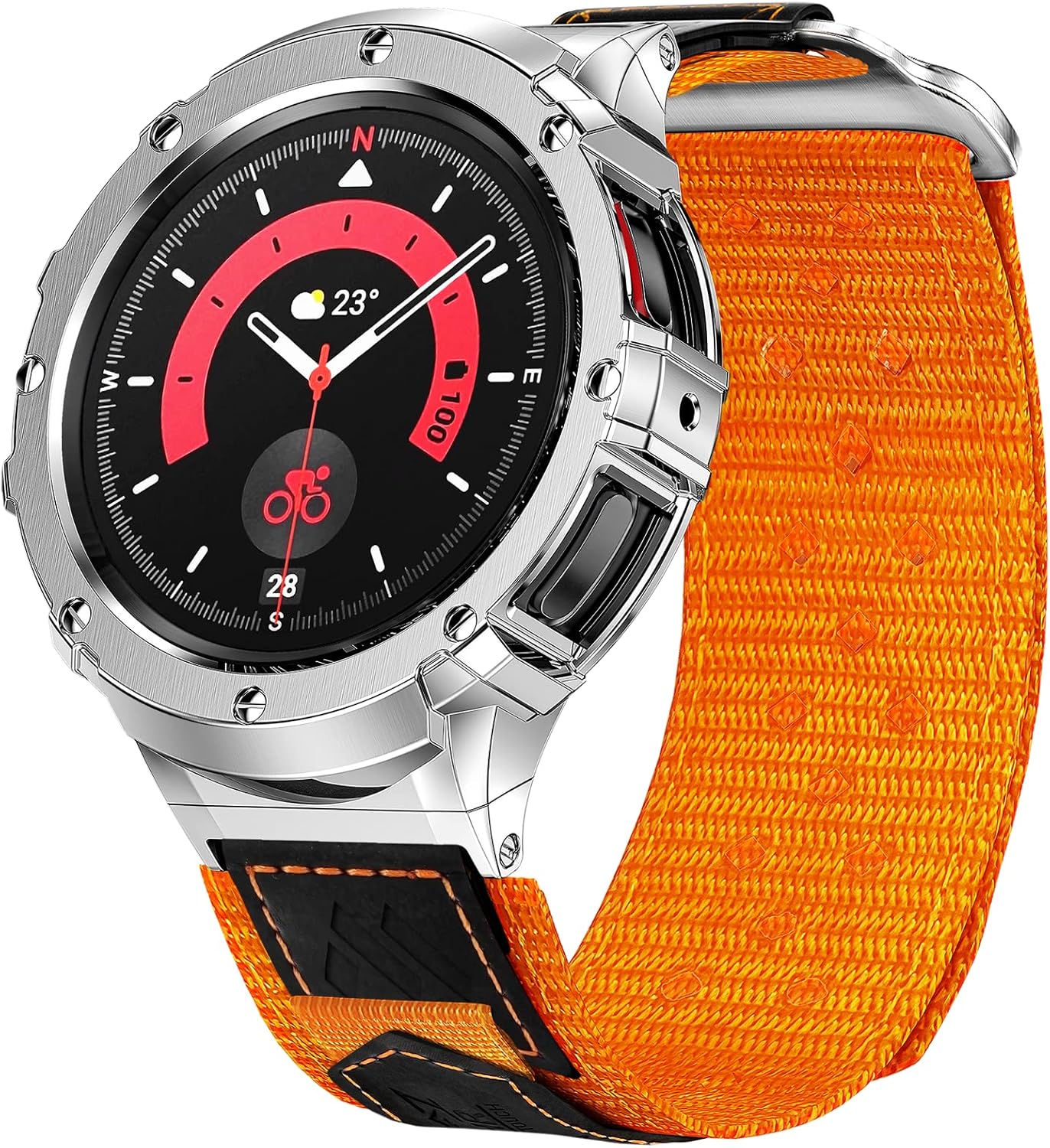 MioHHR Funda de metal con correas compatible con Samsung Galaxy Watch 5 Pro (1.772 pulgadas), Galaxy Watch 654 (1.732 pulgadas), correas de nailon