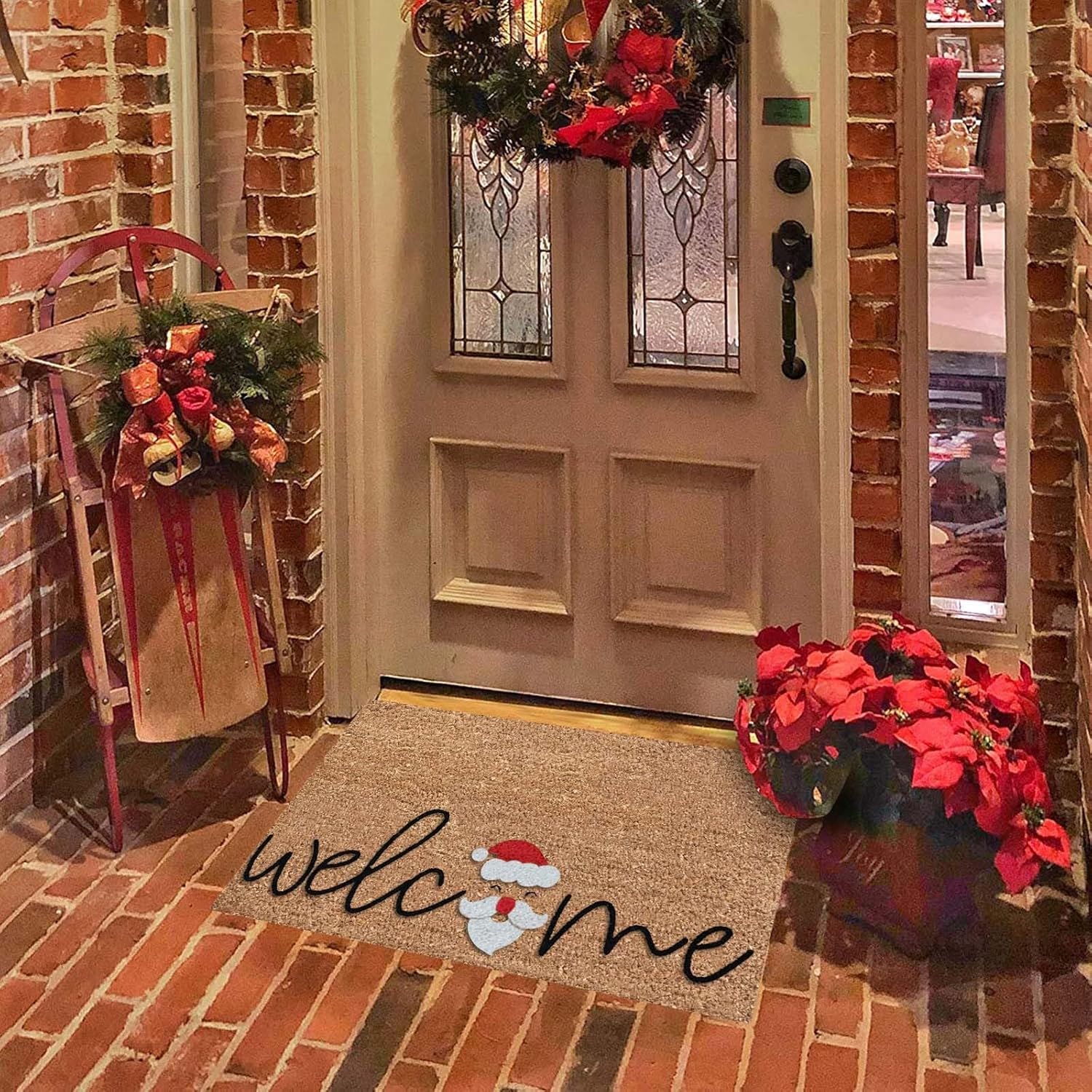 Tapete de puerta de Navidad para exteriores, 23.6 x 15.7 pulgadas, diseño de Welcome Merry Christmas Nightmare Before Christmas, tapete para puerta