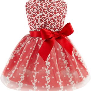 CuteBone – Vestido rojo para perro, falda de cachorro, tutú bordado brillante con lazo, ropa para mascotas, para boda, fiesta de cumpleaños, ropa de CuteBone – Vestido rojo para perro, falda de cachorro, tutú bordado brillante con lazo, ropa para mascotas, para boda, fiesta de cumpleaños, ropa de