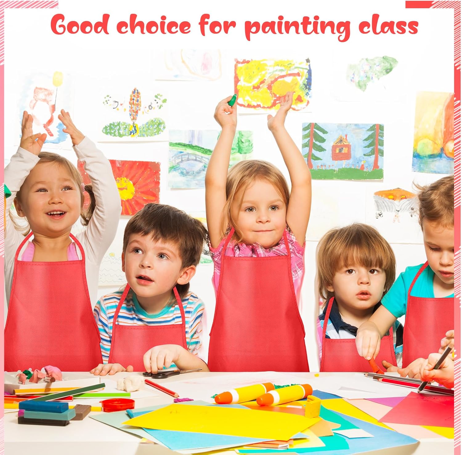Liitrsh 24 delantales de pintura para niños, para fiestas de pintura, delantales de tela para hornear, cocina