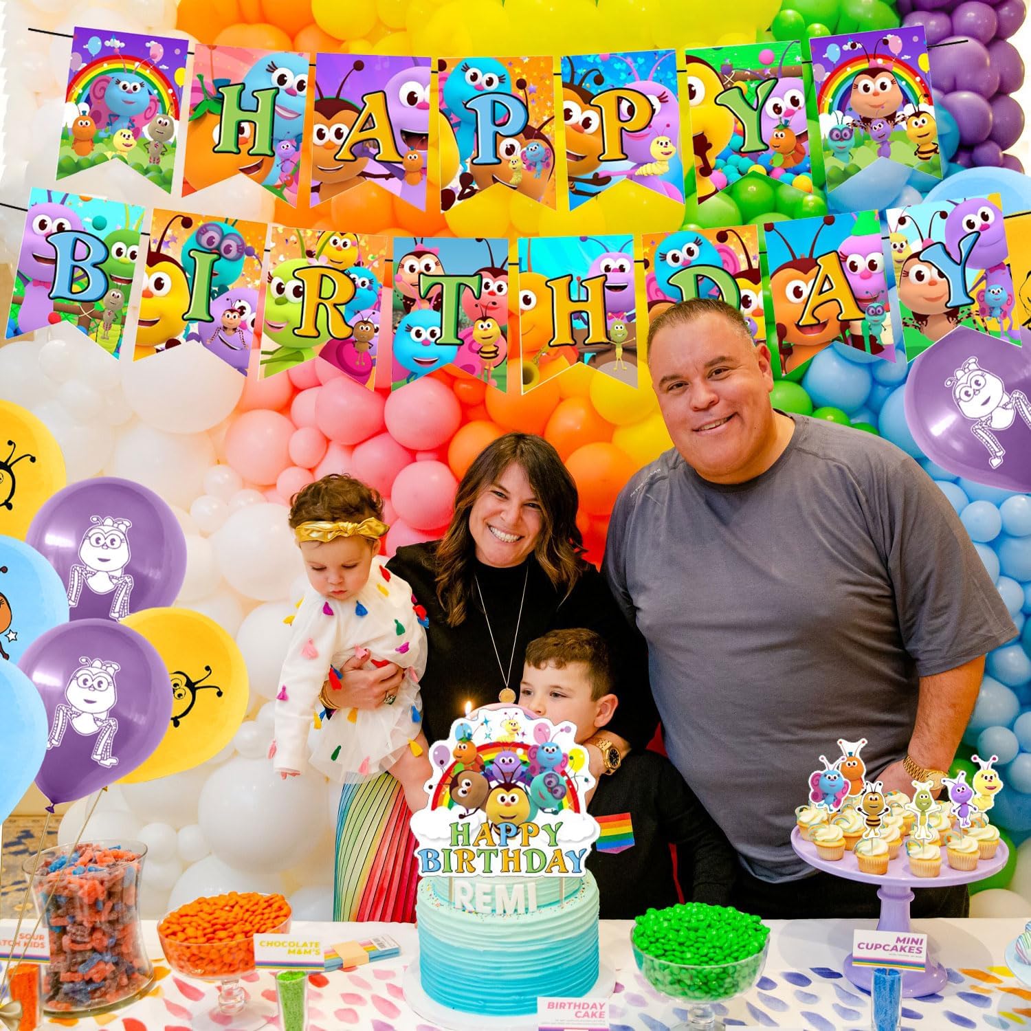 Bichi – Juego de decoraciones para fiestas, divertidos suministros de cumpleaños con temática de Bichi para niños, insectos de dibujos animados,