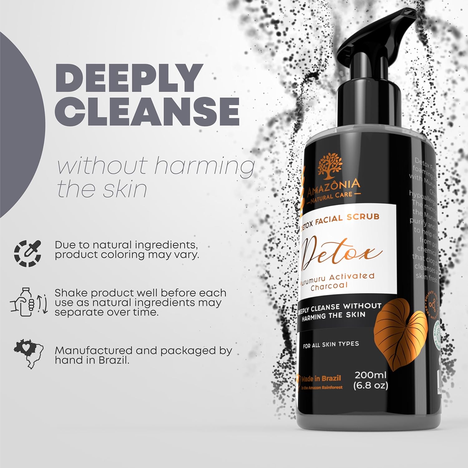 All Natural Exfoliating Face Wash para mujeres y hombres, paquete de 2 exfoliantes faciales de desintoxicación  exfoliante facial activado carbón