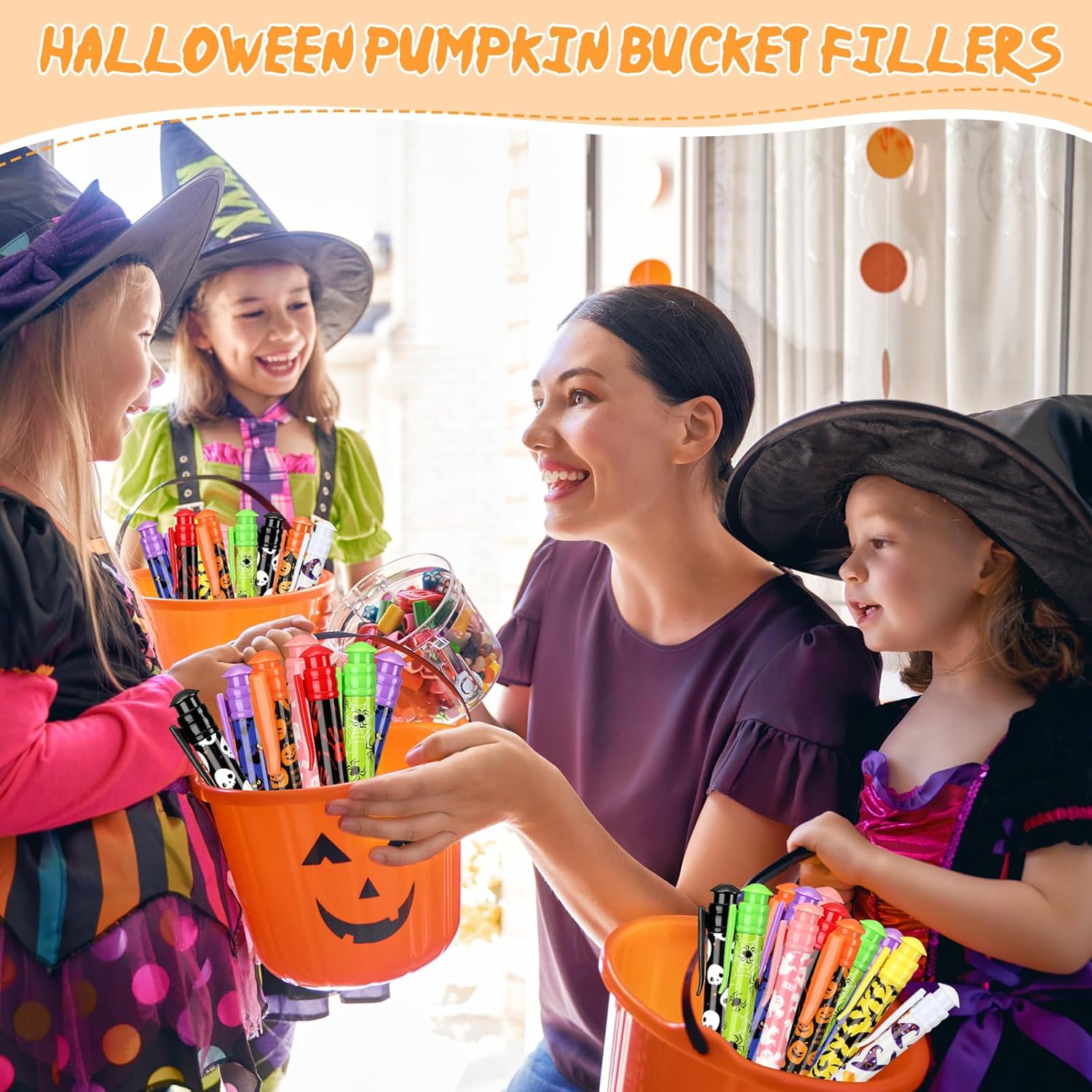 Qeeenar Bolígrafos gigantes de Halloween de 7.5 pulgadas con diseño de calabaza, murciélago y araña, para niños, suministros de fiesta temática de