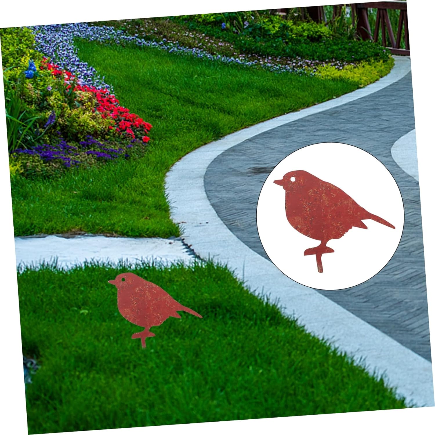 Yardwe Tarjeta de pájaro de hojalata decorativa hoja de hierro el pájaro