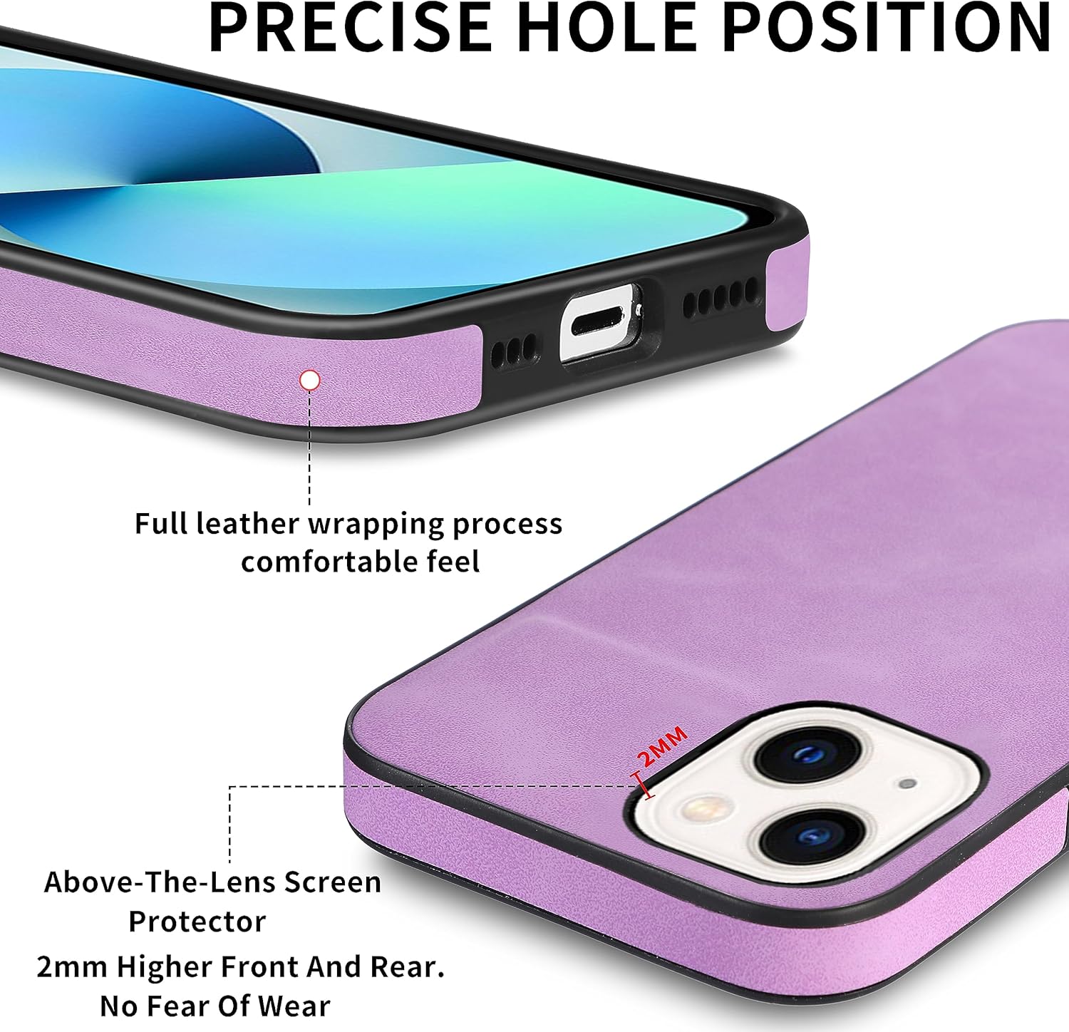 Asuwish Funda de teléfono para iPhone 13 de 6.1 pulgadas con protector de pantalla de vidrio templado y funda de cuero delgada y suave, accesorios