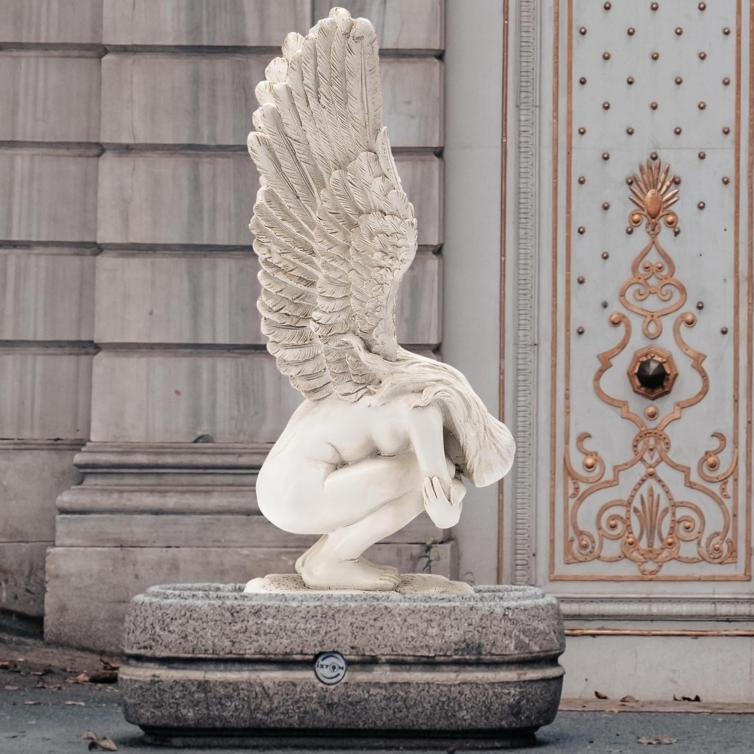 Le Penseur – Estatuas de ángel de redención pacífica para iglesia, patio, césped, jardín, patio, oración, adornos de hadas, estatuilla exterior,