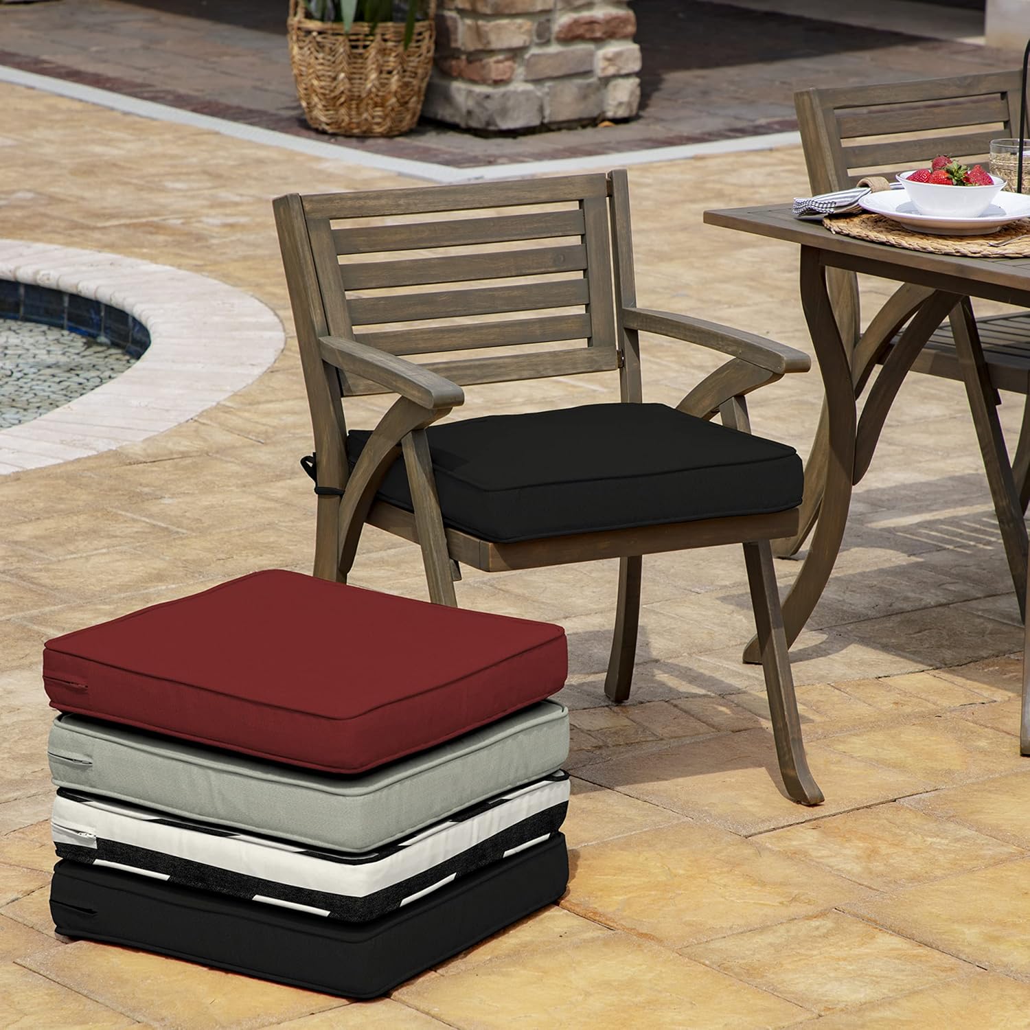 Arden Selections ProFoam Performance – Cojín para asiento de exterior, 20 x 20, color negro ónix