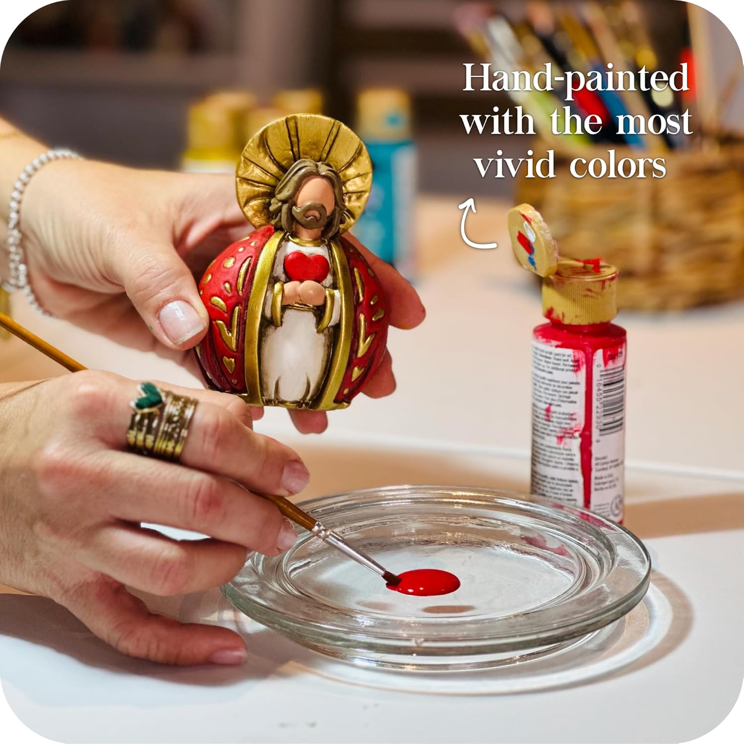 Sagrado Corazón de Jesús, Decorative Figurine, Sculpted Hand-Painted Figure, Jesus Christ Statue, Home Decor, Gift. (Sacred Heart)