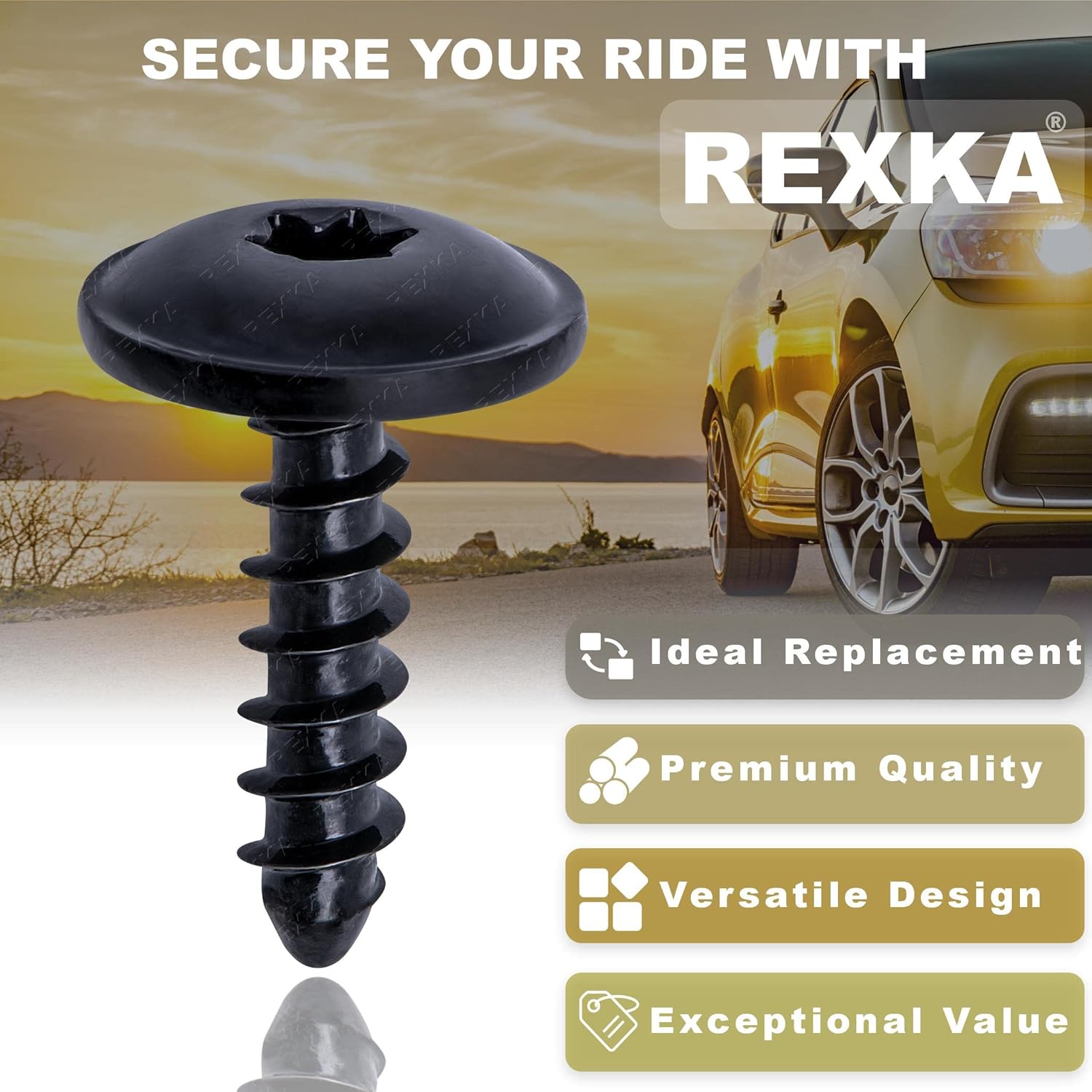 Rexka 20 piezas M5-0.083 x 0.748 in T25 Torx Fender Liner Splash Guard Under Cover Soporte de licencia Truss Head Tapping Tornillo Tornillo