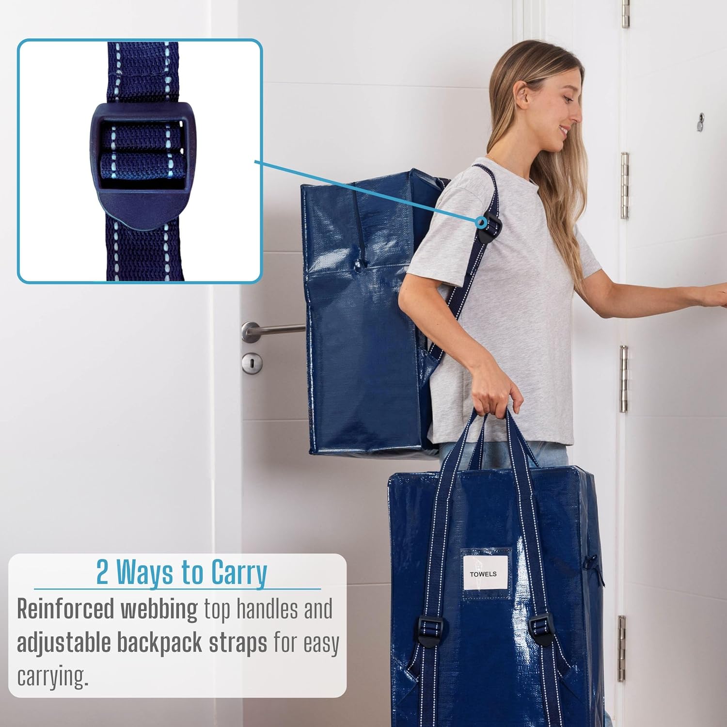 VENO Paquete de 2 bolsas de mudanza con correas ajustables para mochila, cajas de mudanza y contenedores de almacenamiento alternativos, suministros