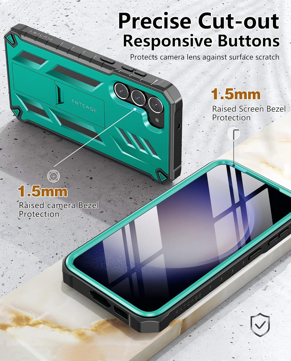 FNTCASE Funda para Samsung Galaxy S23+Plus funda protectora texturizada de doble capa y carcasa de TPU resistente con soporte  Protección contra