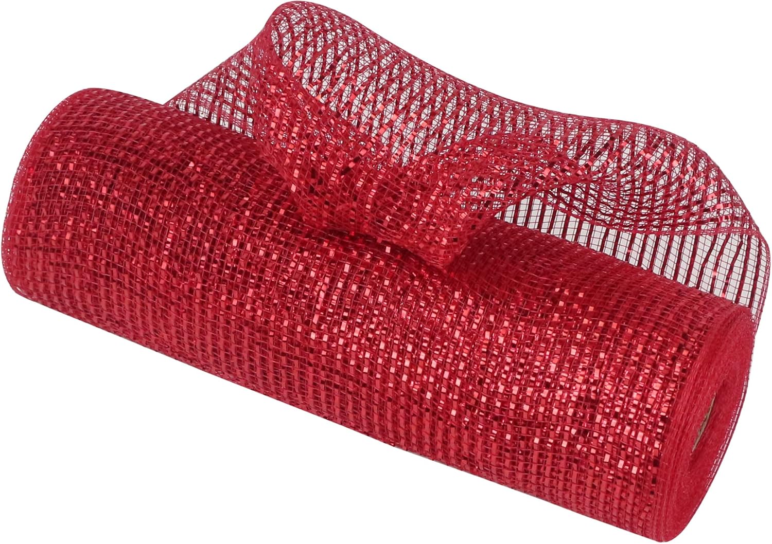 HUIHUANG Cinta de malla decorativa de malla roja decorativa de 10 pulgadas, malla roja metálica decorativa para decoración del árbol de Navidad,