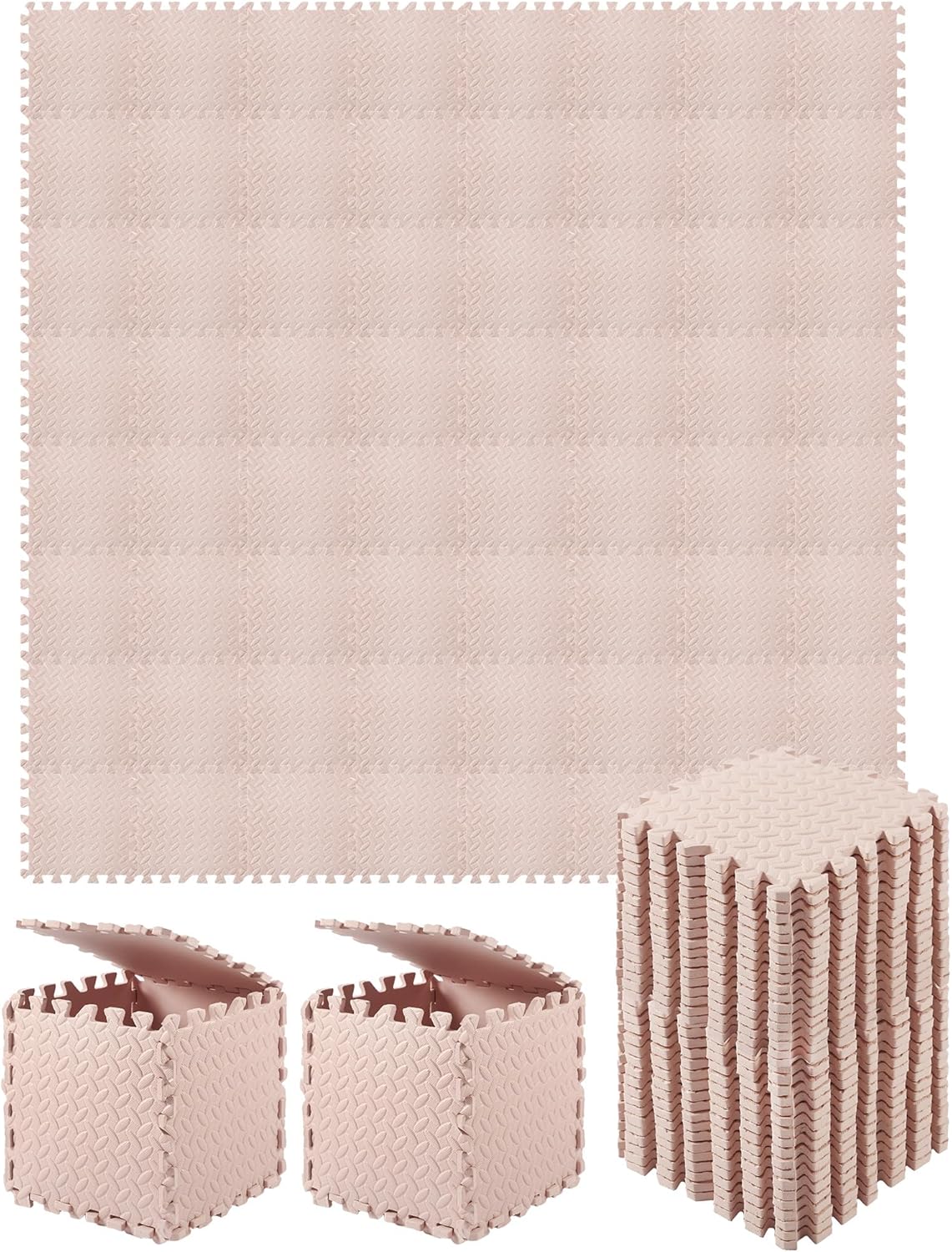 Shihanee 64 tapetes de espuma para bebé, tapetes de juego a granel con bordes entrelazados para niños, bebés, sala de juegos, guardería, gimnasio