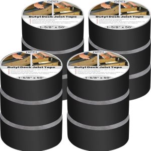 Paquete de 12 cintas de vigueta para cubiertas, 1 58 pulgadas x 50 pies, cinta de vigueta de cubierta de butilo para vigas, vigas Paquete de 12 cintas de vigueta para cubiertas, 1 58 pulgadas x 50 pies, cinta de vigueta de cubierta de butilo para vigas, vigas