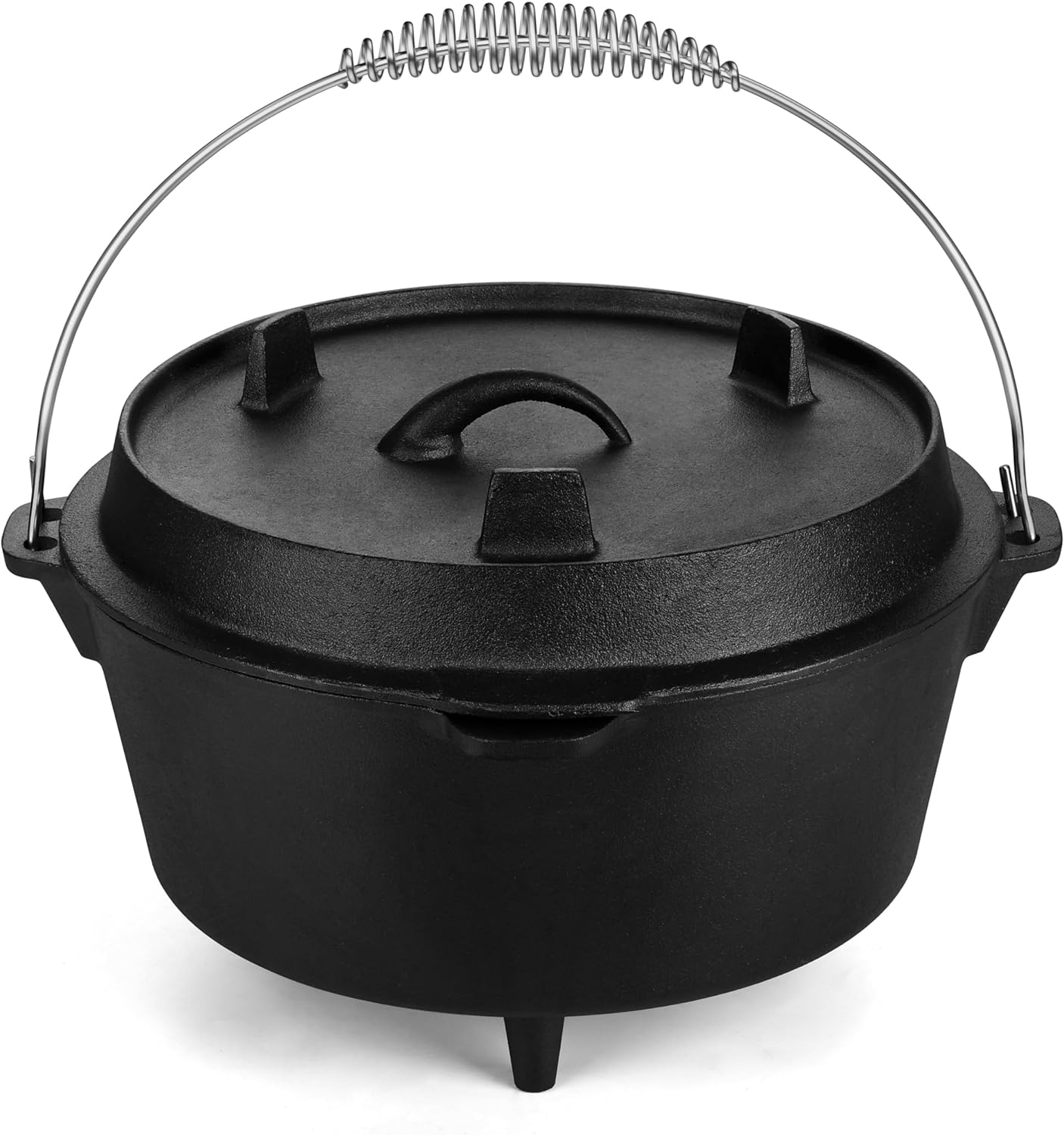 Leonyo Horno holandés de hierro fundido de 5 cuartos de galón, olla holandesa 2 en 1 con tapa, juego de ollas y sartenes de campamento grande de