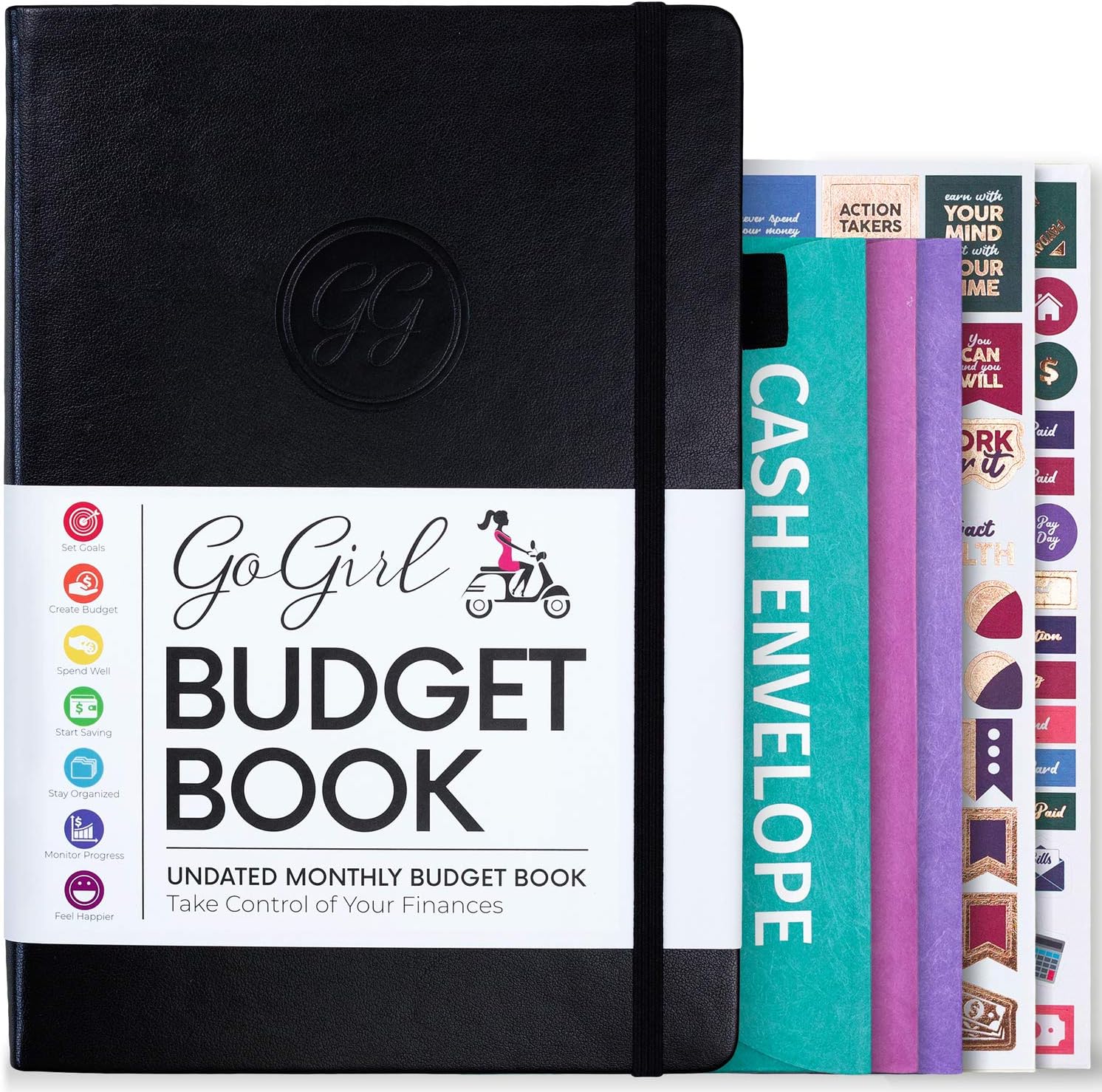 Libro de presupuesto de GoGirl  Colorido organizador mensual financiero. Planificador de presupuesto y rastreador de gastos para alcanzar objetivos
