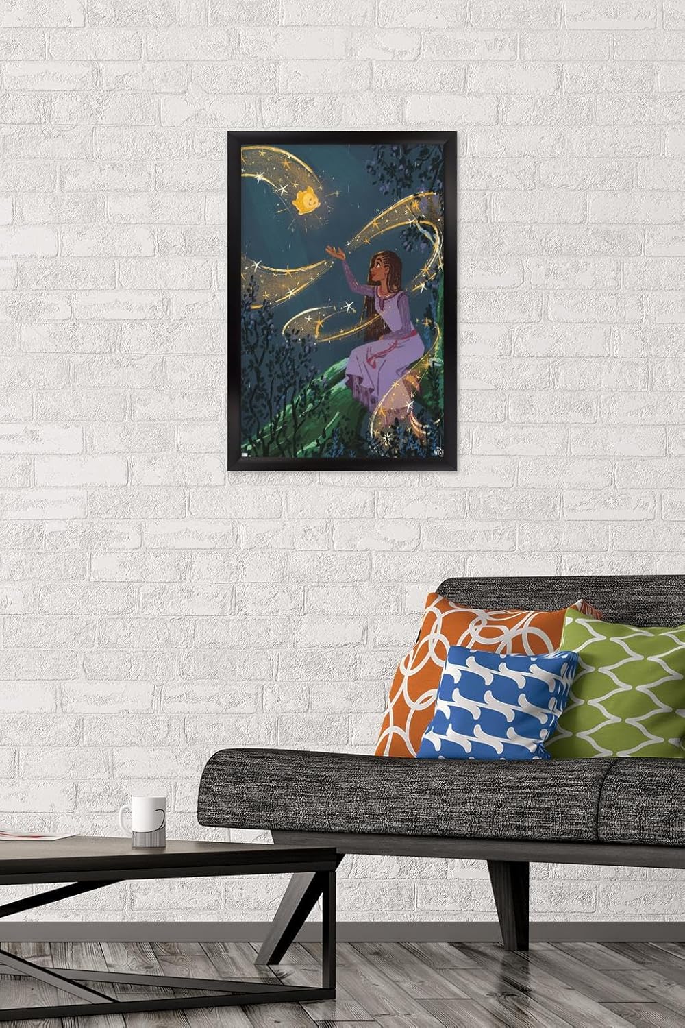 Trends International Disney Wish – Póster de collage 2 (Asha & Star), póster de pared, 14.72 x 22.37 pulgadas, versión enmarcada en negro