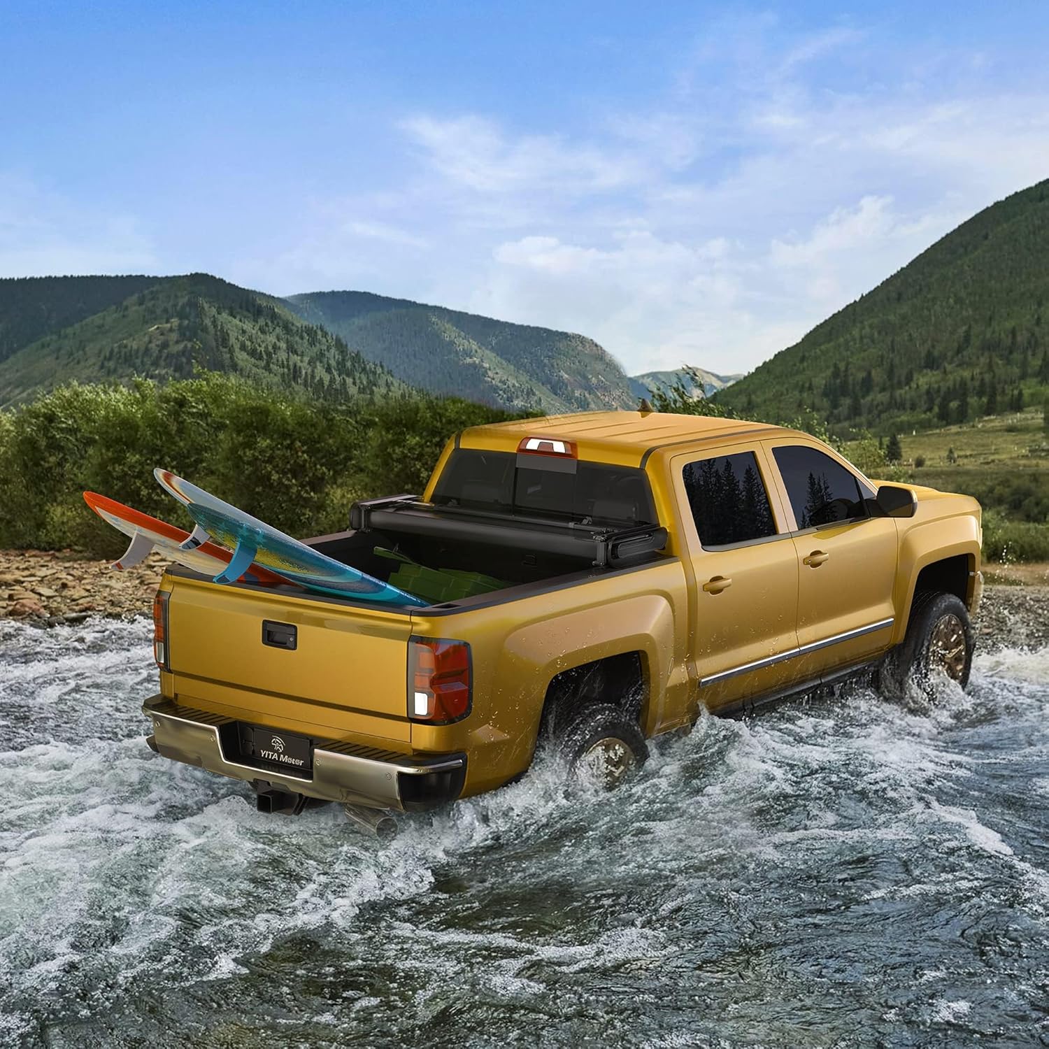 YITAMOTOR Cubierta suave para caja de camioneta plegable cuádruple compatible con Dodge Ram 1500 2009-2023 (solo 19-23), caja Fleetside de 6.4 pies