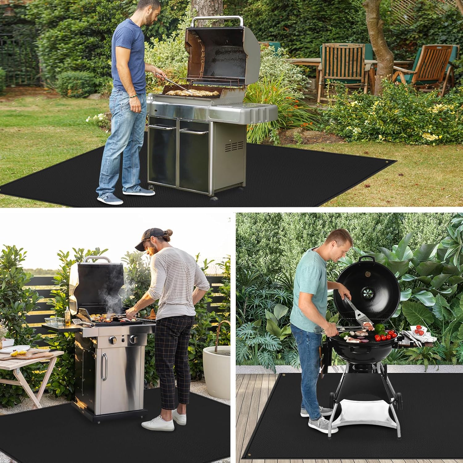 TOHONFOO Alfombrilla extragrande de 90 x 48 pulgadas para parrilla al aire libre  Tapetes para parrilla al aire libre para proteger la terraza,