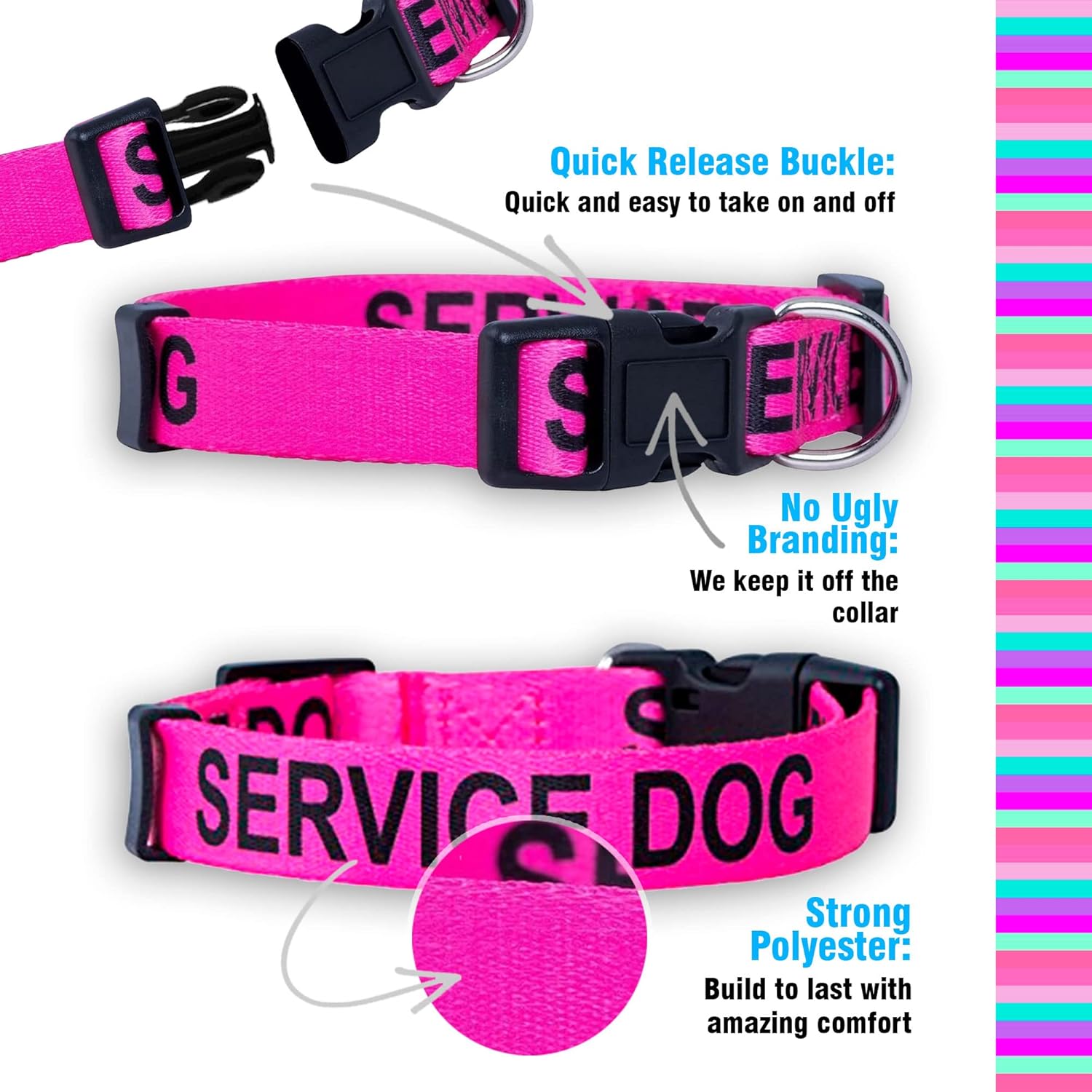 Native Pup Collares para perros de servicio (tamaño mediano, rosa)