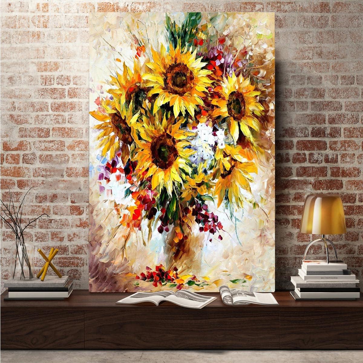 Pinturas al óleo de girasoles estilo Van Gogh, impresiones en lienzo florales modernas, pósteres estéticos, ilustraciones de flores sobre lienzo,