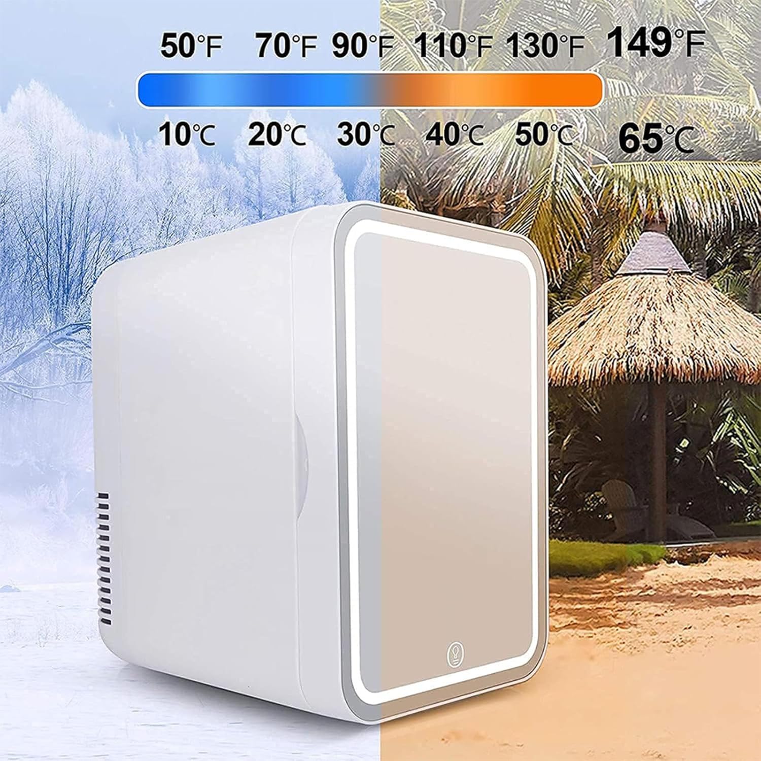 Cosmetic Fridge For Skincare, With Led Mirror, 8L Capacity Mini Fridge Cheap, Hot And Cold, Car And Home Dual Use Car Mini Fridge, Best Gift For
