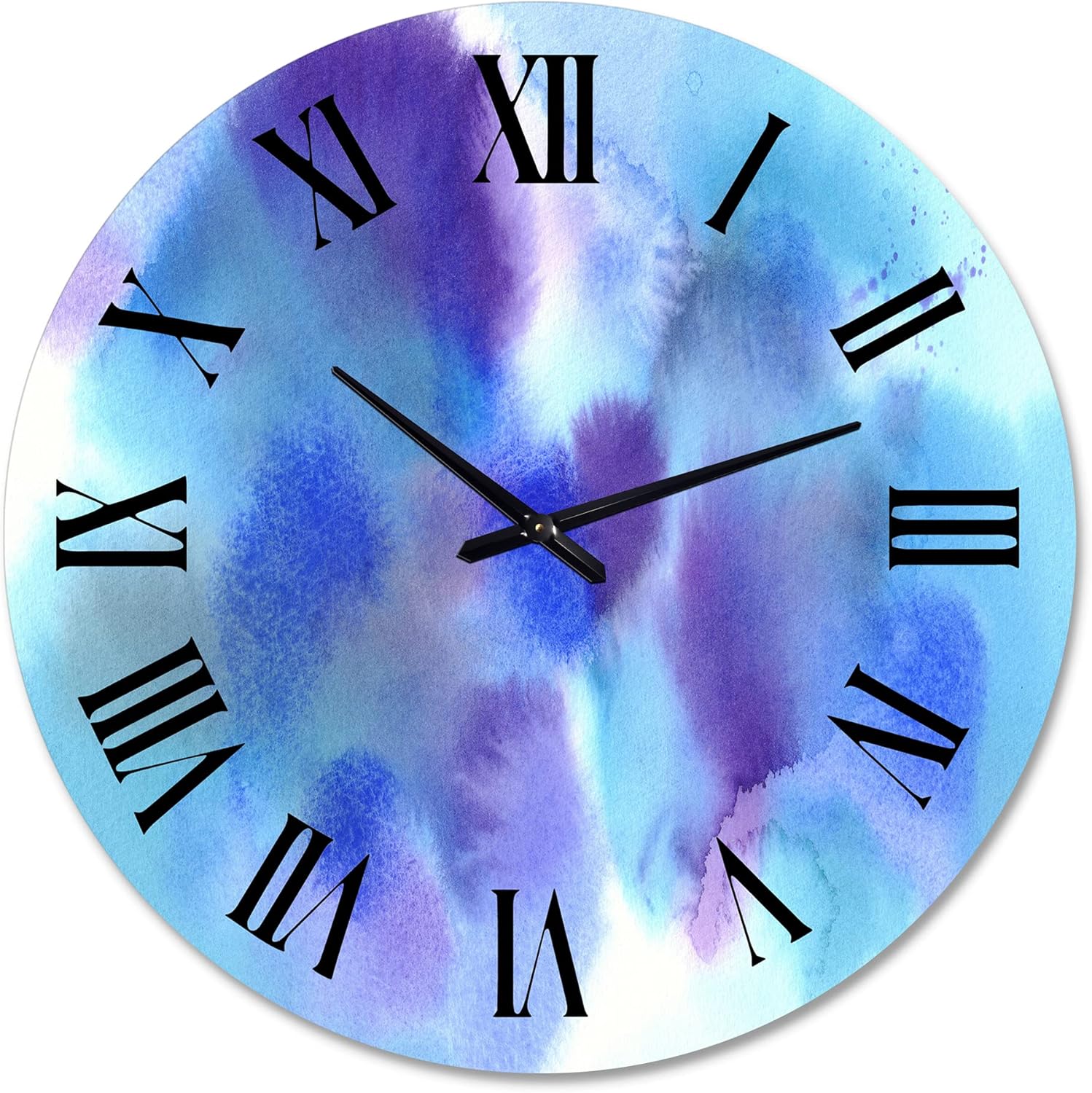 Reloj de pared moderno ‘Blue and Violet Cloudscape’ Reloj de pared grande para decoración de oficina