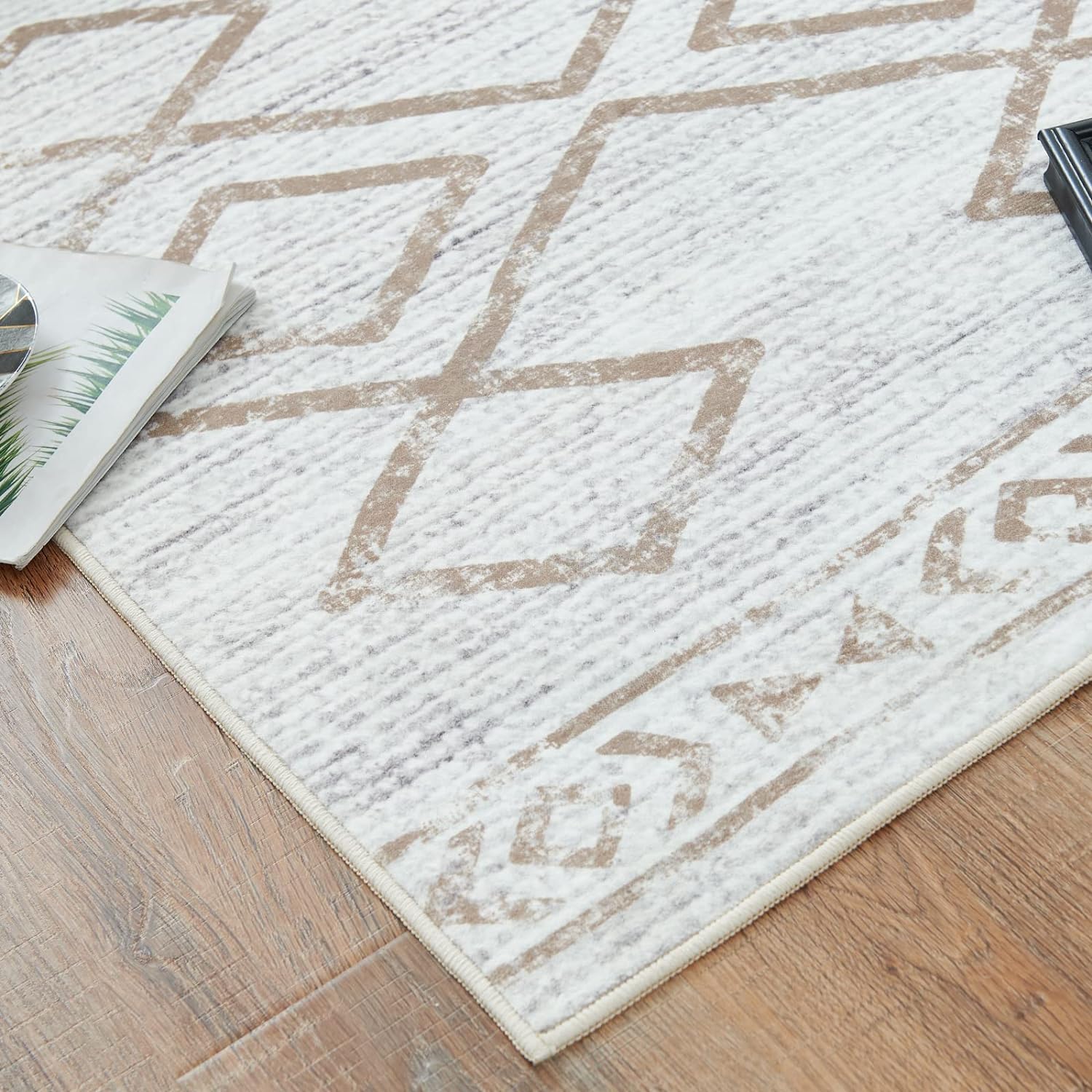 jinchan Alfombra de área de 2 x 3 pulgadas, lavable, moderna, suave, antideslizante, para interiores, con estampado geométrico, alfombra fina para