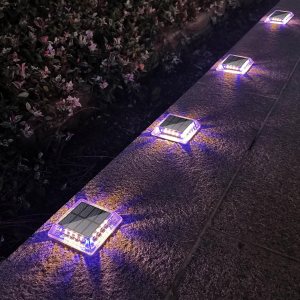 Lacasa Luces solares para cubierta, paquete de 4 luces LED de 30 lúmenes, luces de paso alimentadas por energía solar para exteriores, IP68, Lacasa Luces solares para cubierta, paquete de 4 luces LED de 30 lúmenes, luces de paso alimentadas por energía solar para exteriores, IP68,