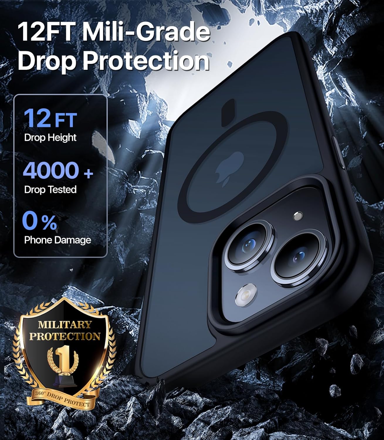 CAHEJILU Funda magnética para iPhone 13 y iPhone 14 compatible con MagSafe, probada en caídas de grado militar de 10 pies, funda protectora a prueba