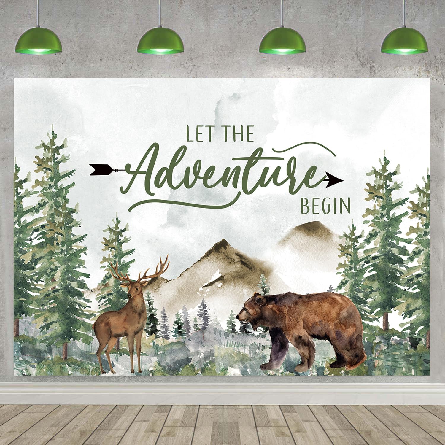 Adventure Awaits – Decoraciones para baby shower con texto en inglés “Let The Adventure Begin”, kit de arco de guirnalda de globos verde salvia para