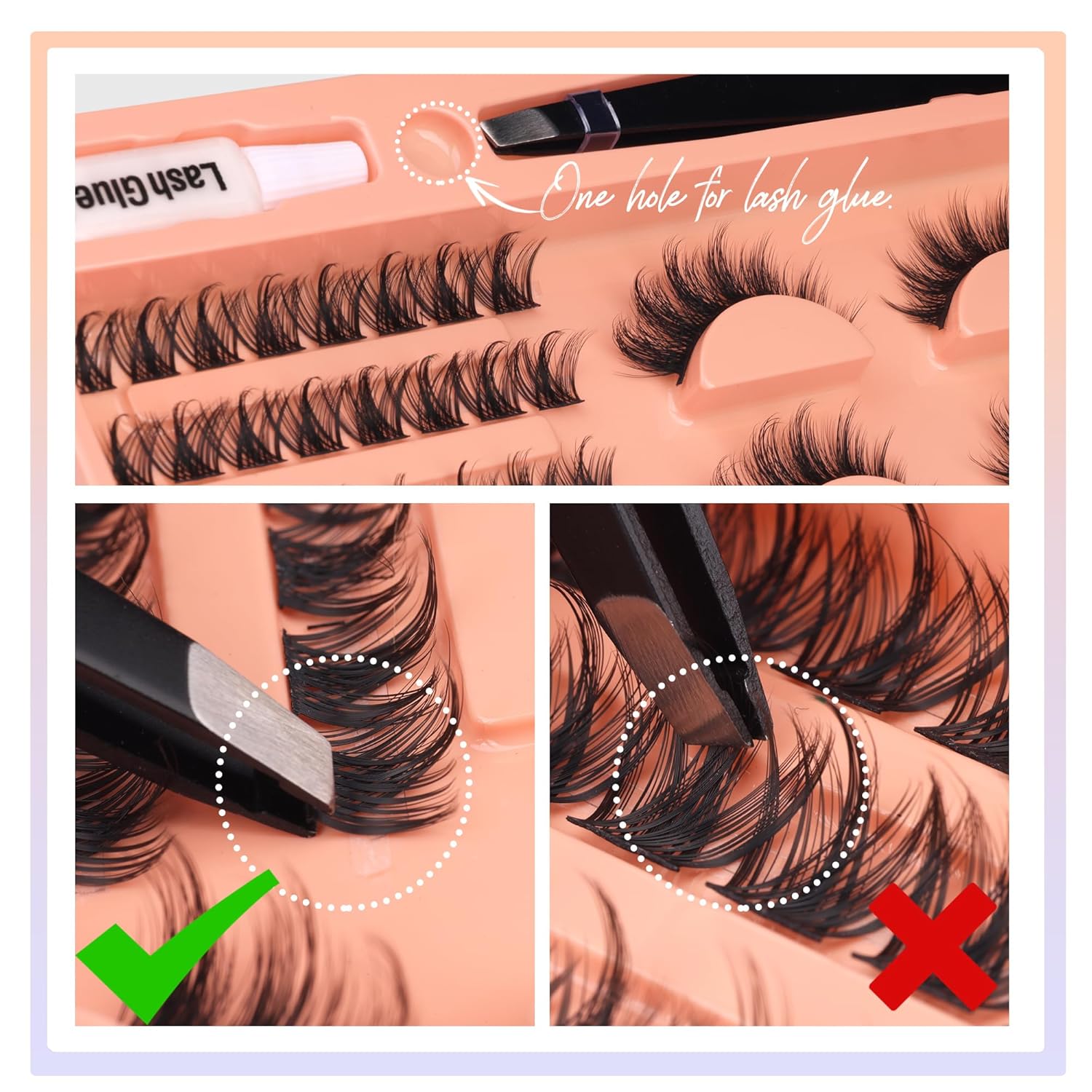 Kit de extensiones de pestañas individuales, pestañas de manga y pestañas en racimo, 2 estilos de pestañas en racimo de pestañas de aspecto natural