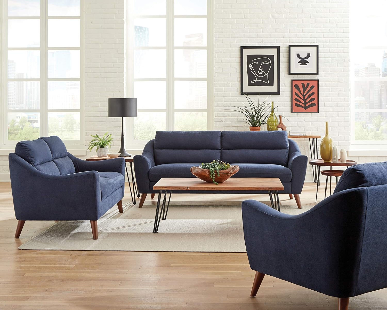 Coaster Home Furnishings Gano Sofá Tapizado Brazo Inclinado Azul Marino