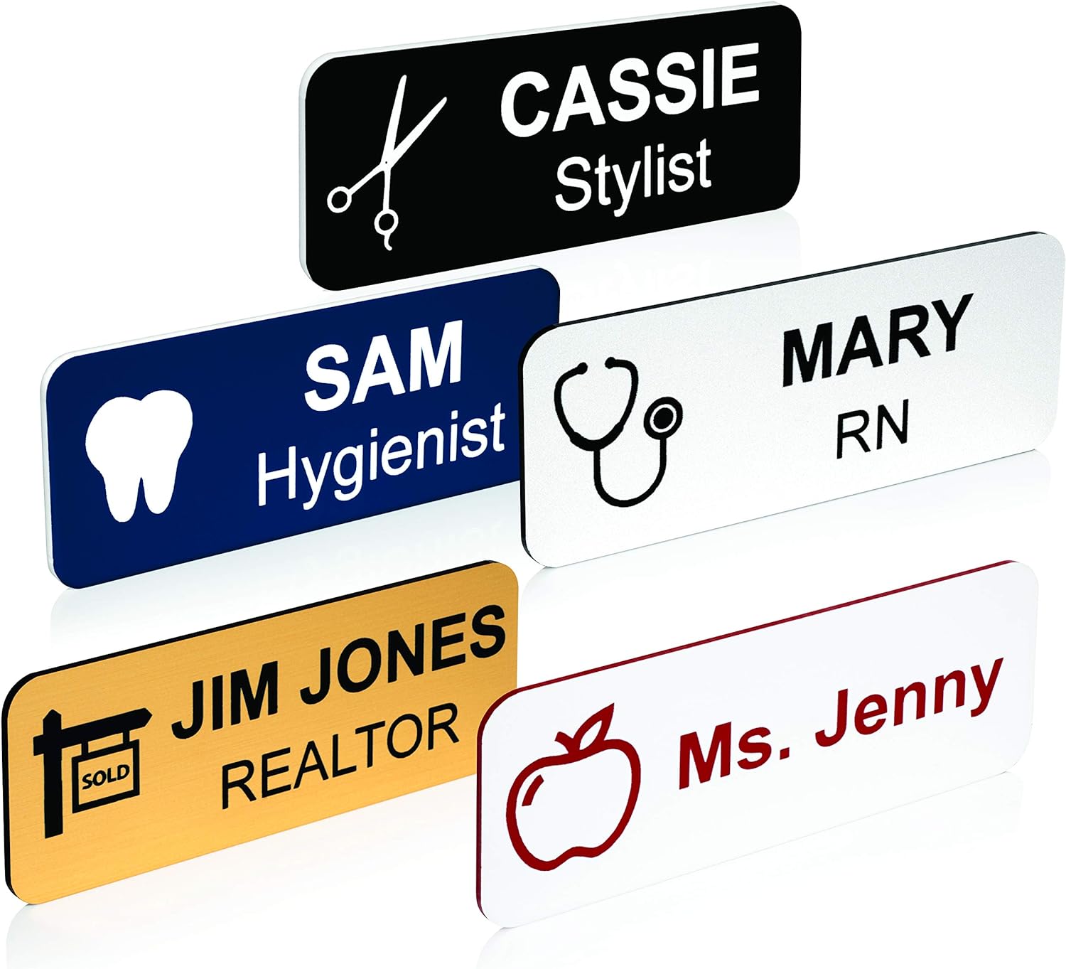 Etiqueta de nombre personalizada con logotipo de la industria insignia de identificación para profesor, agente inmobiliario, dental, médico,