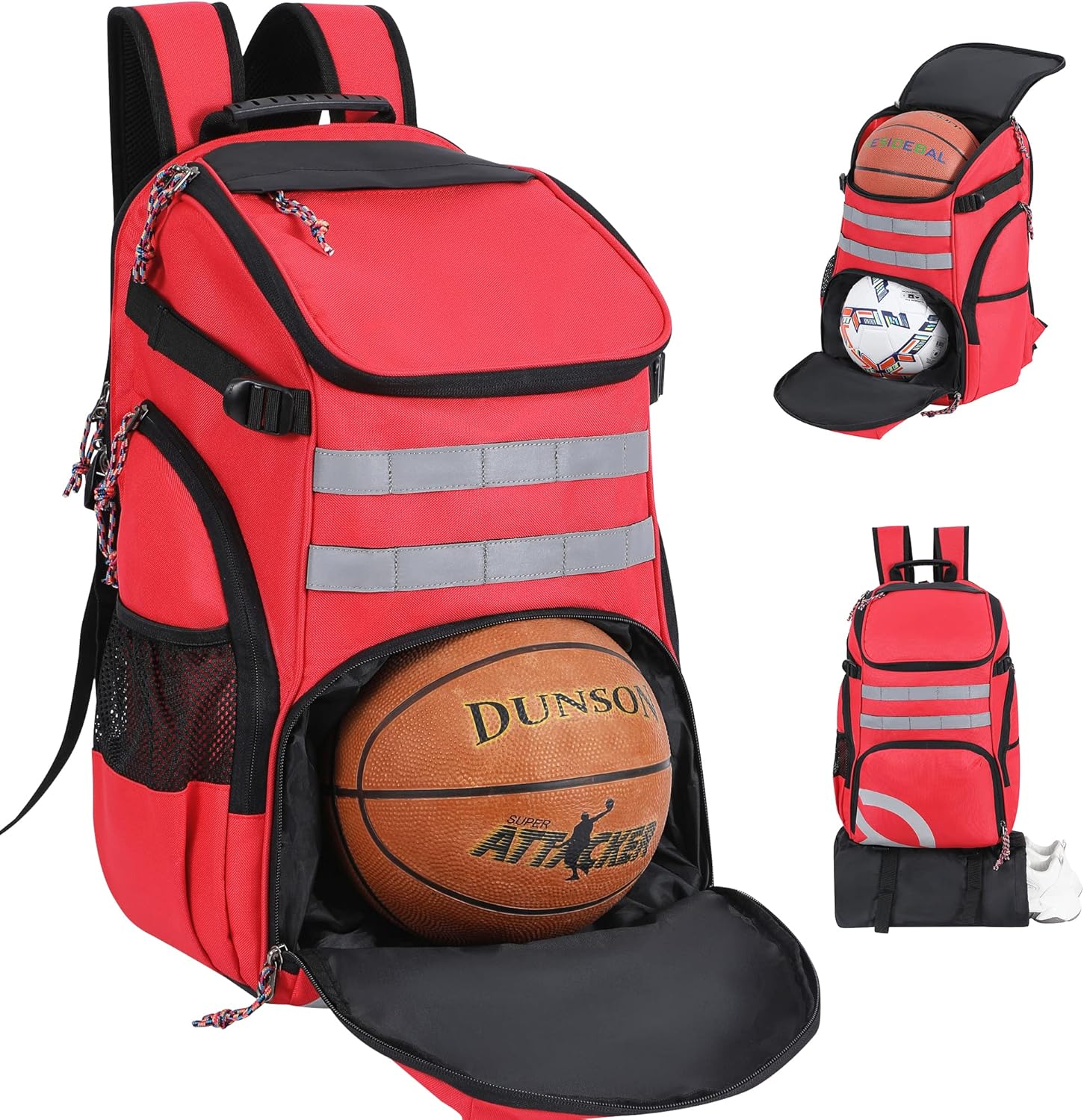 Mochila de baloncesto para hombres y mujeres, bolsa de baloncesto con compartimento para pelotas y zapatos, mochila deportiva para gimnasio