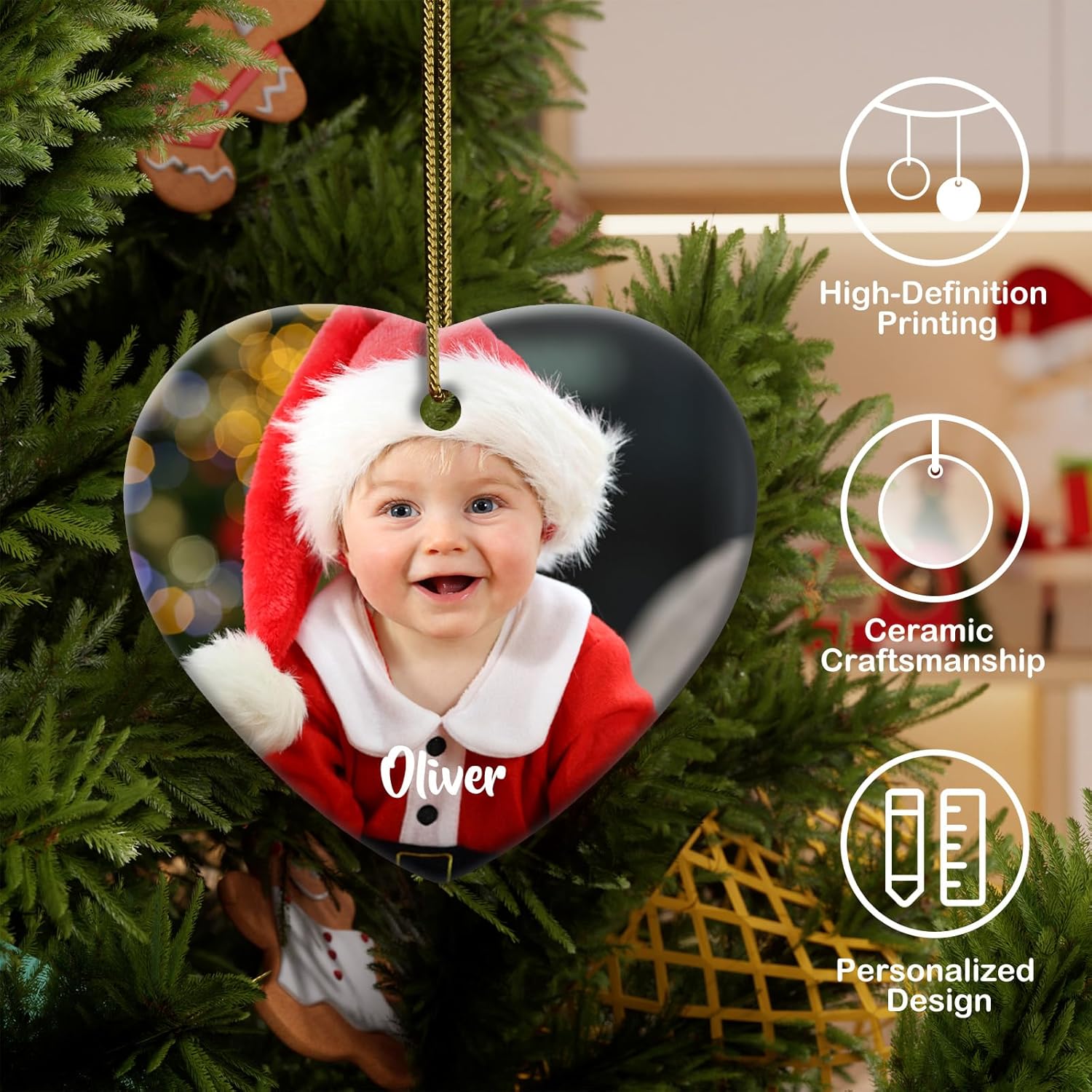 Adornos personalizados para la primera Navidad del bebé 2023  Adorno de cerámica de recuerdo de la primera Navidad del bebé, regalo para bebé recién