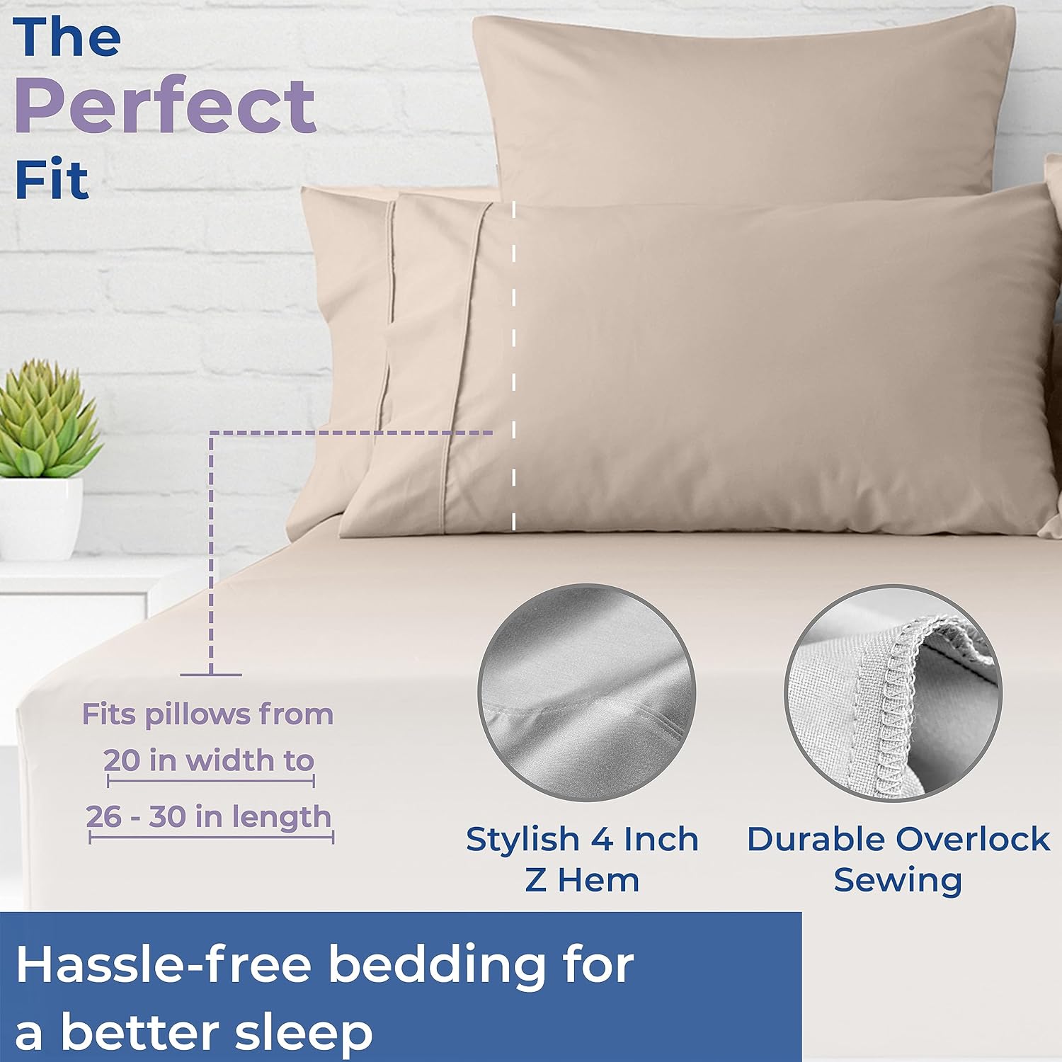 THREAD SPREAD Glee – Fundas de almohada tamaño King, 2 unidades, suaves y lisas, 100% algodón, tejido satinado de 400 hilos, fundas de almohada