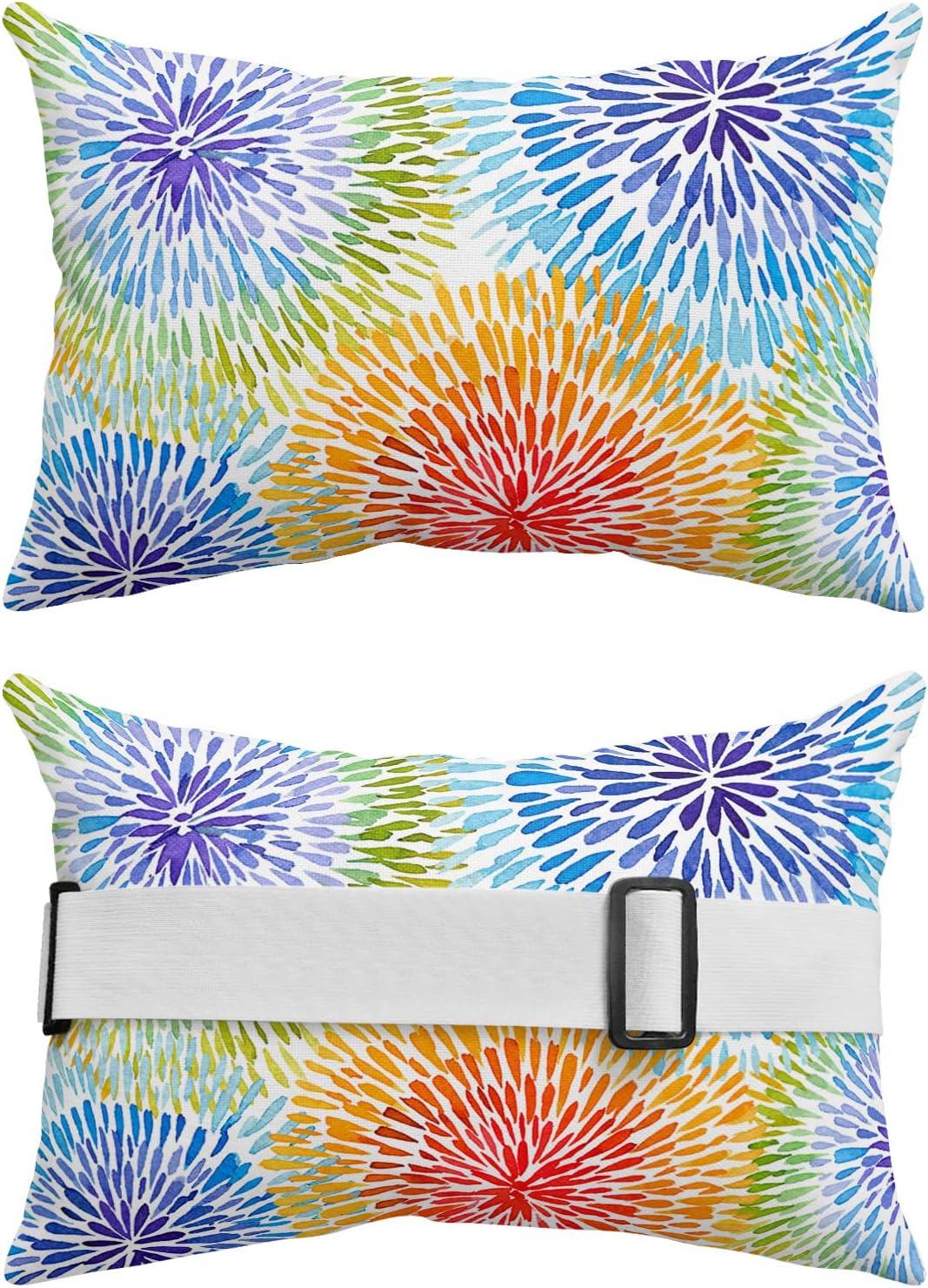 Funda de almohada bohemia colorida para la cabeza de la tumbona para exteriores, paquete de 2 fundas impermeables para reposacabezas lumbar, con