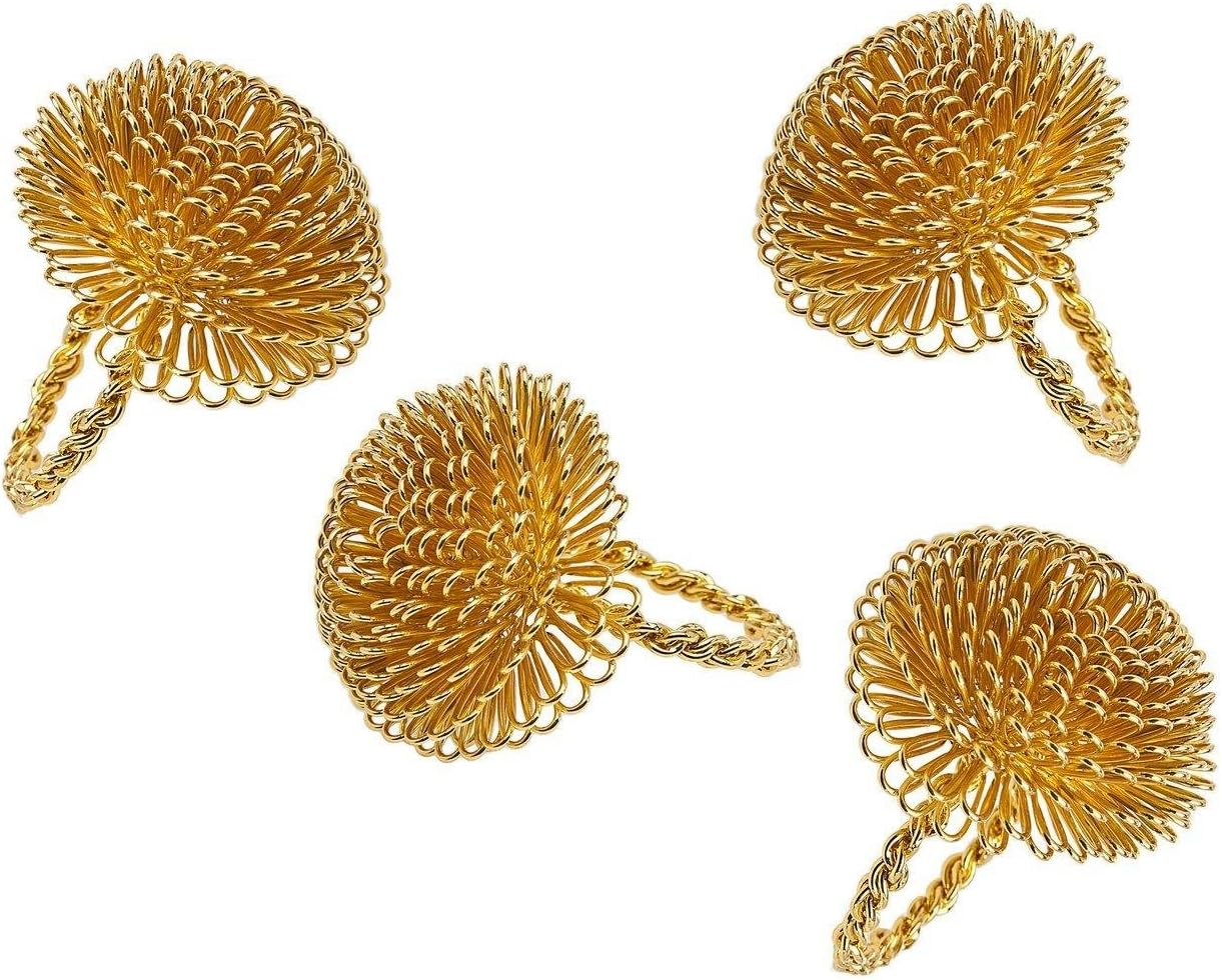 Godinger Juego de 4 servilleteros Silver Art Gold Aster