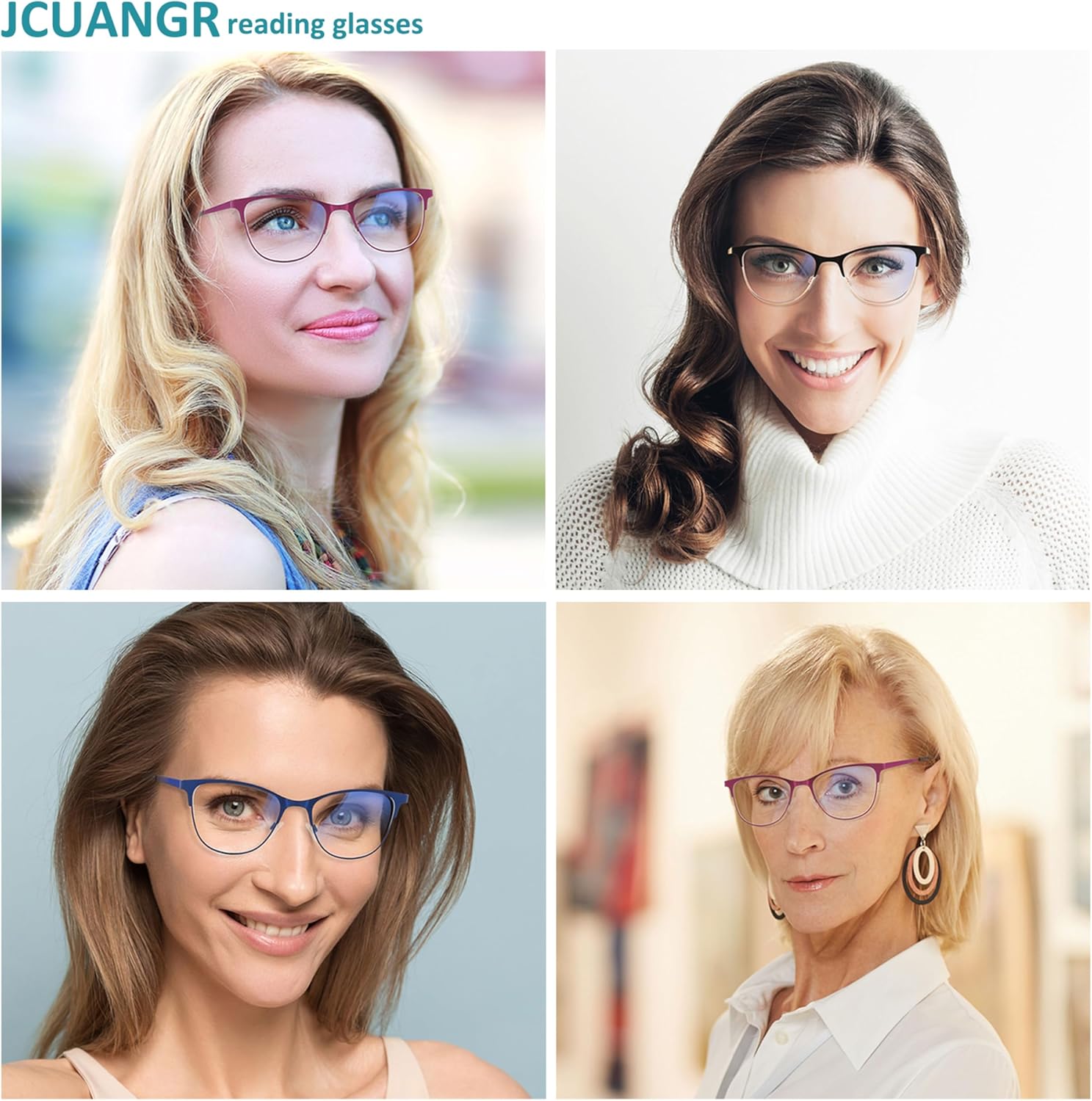 JCUANGR Anteojos de lectura progresivos para mujer, lectores multifocales bifocales sin montura sin marco, sin marco