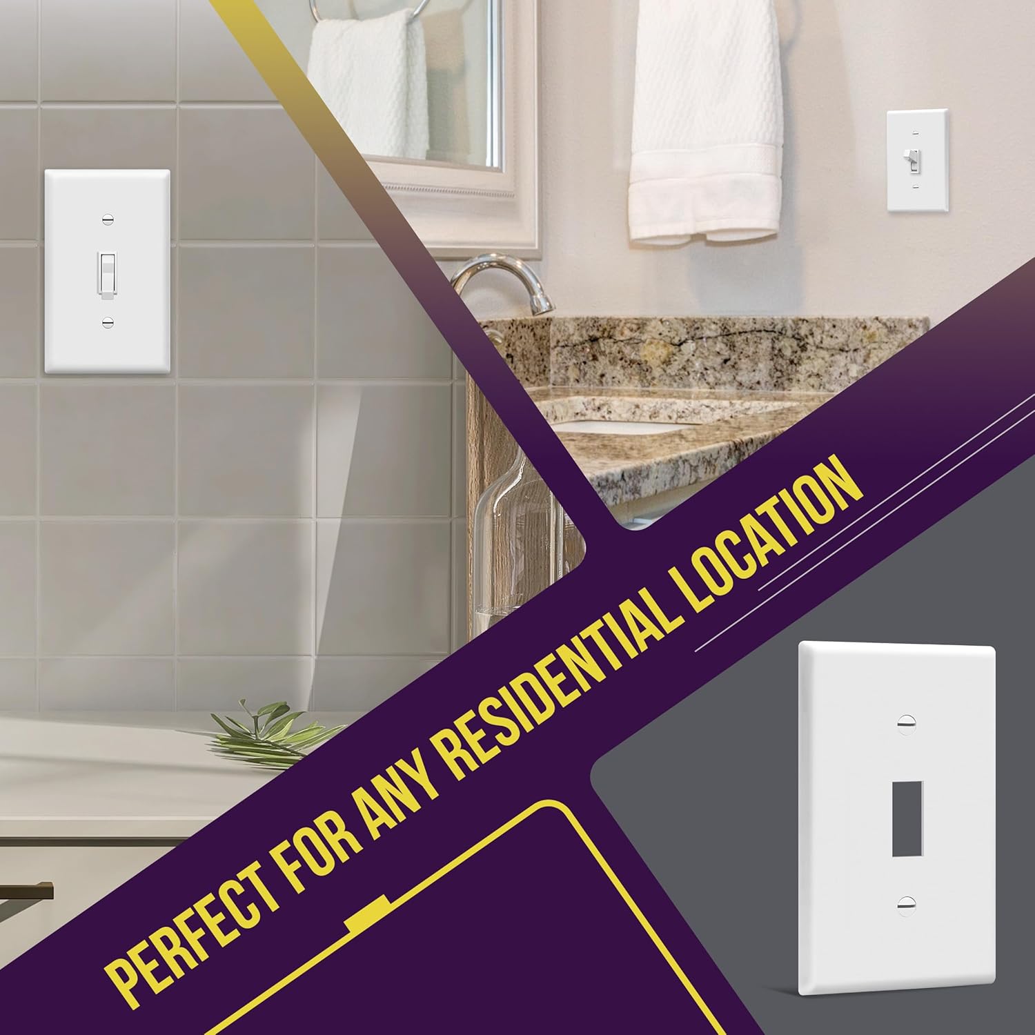 ENERLITES – Tapa de la placa de pared del interruptor de palanca, tamaño 1-Gang 4.50 pulgadas x 2.76 pulgadas, termoplástico de policarbonato