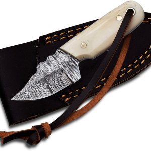 MEDIEVAL SUPPLIES Cuchillo EDC de acero de Damasco de 4.5 pulgadas, hoja fija mini para desollar, supervivencia, camping y entusiastas del aire MEDIEVAL SUPPLIES Cuchillo EDC de acero de Damasco de 4.5 pulgadas, hoja fija mini para desollar, supervivencia, camping y entusiastas del aire