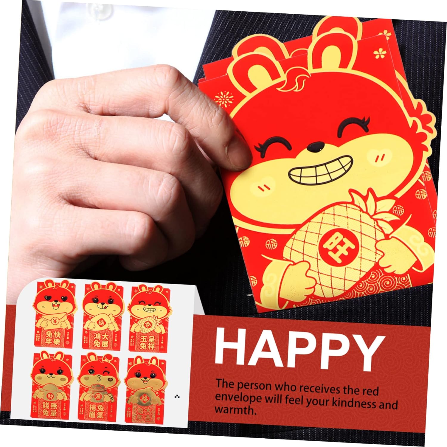 ABOOFAN 54 Pcs Year of The Rabbit Red Envelope Bag Li Xi Red Envelope Traditional Red Pocket New Year Red Envelopes Luck Money Bag Red Gifts Child