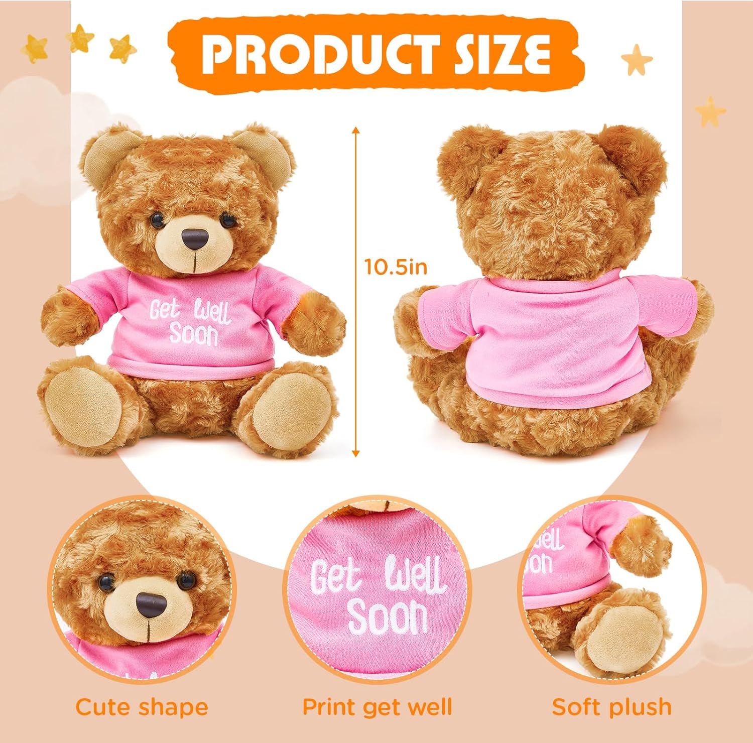 Liliful 4 piezas de regalos para mujeres después de la cirugía, juguetes de oso de peluche Get Well Throw Blanket Get Well Bolsa de regalo, tarjeta