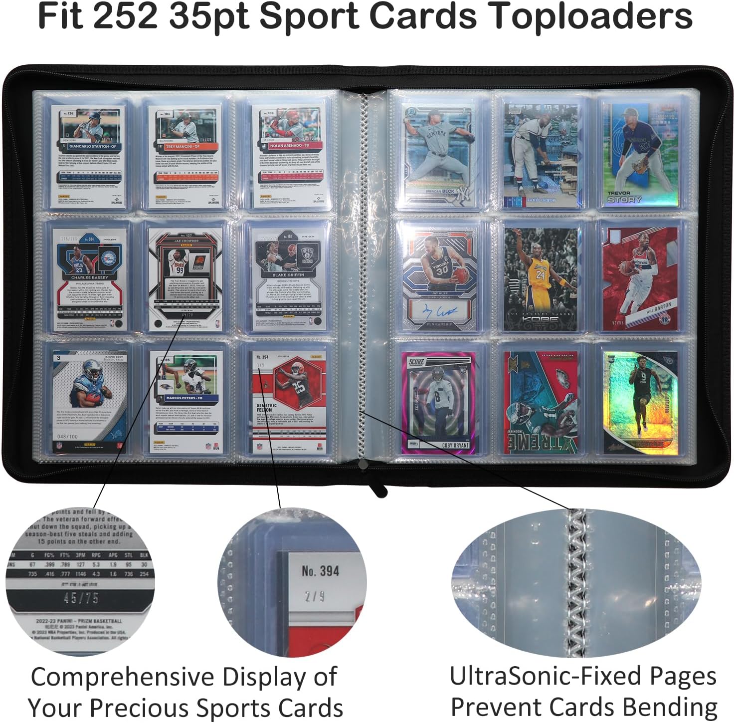 Rayvol Toploader – Fundas transparentes, capacidad para 252 cargadores superiores de 9 bolsillos para almacenamiento de tarjetas, bolsillos de doble