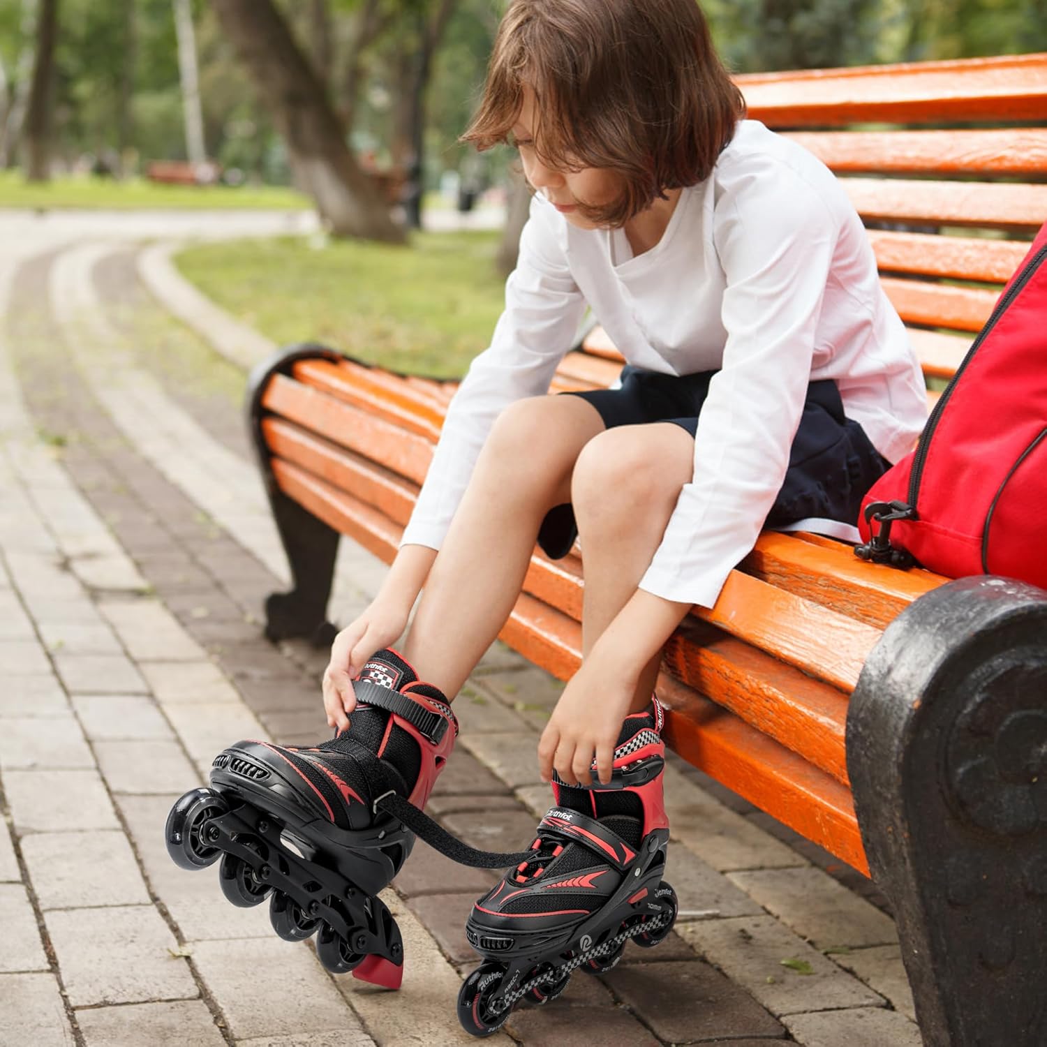 Patines en línea ajustables para niños y niñas con ruedas de luz completa, patines para exteriores para niños y mujeres